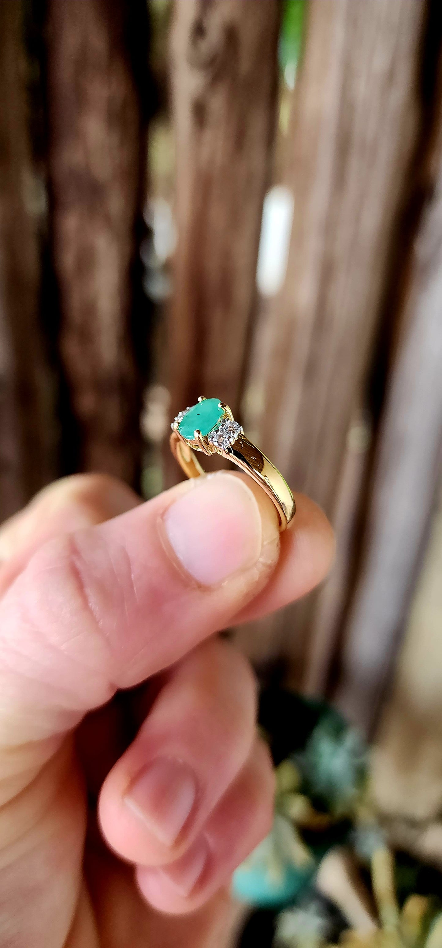 "Emerald Glow" – Emerald & White Topaz Trilogy Ring.