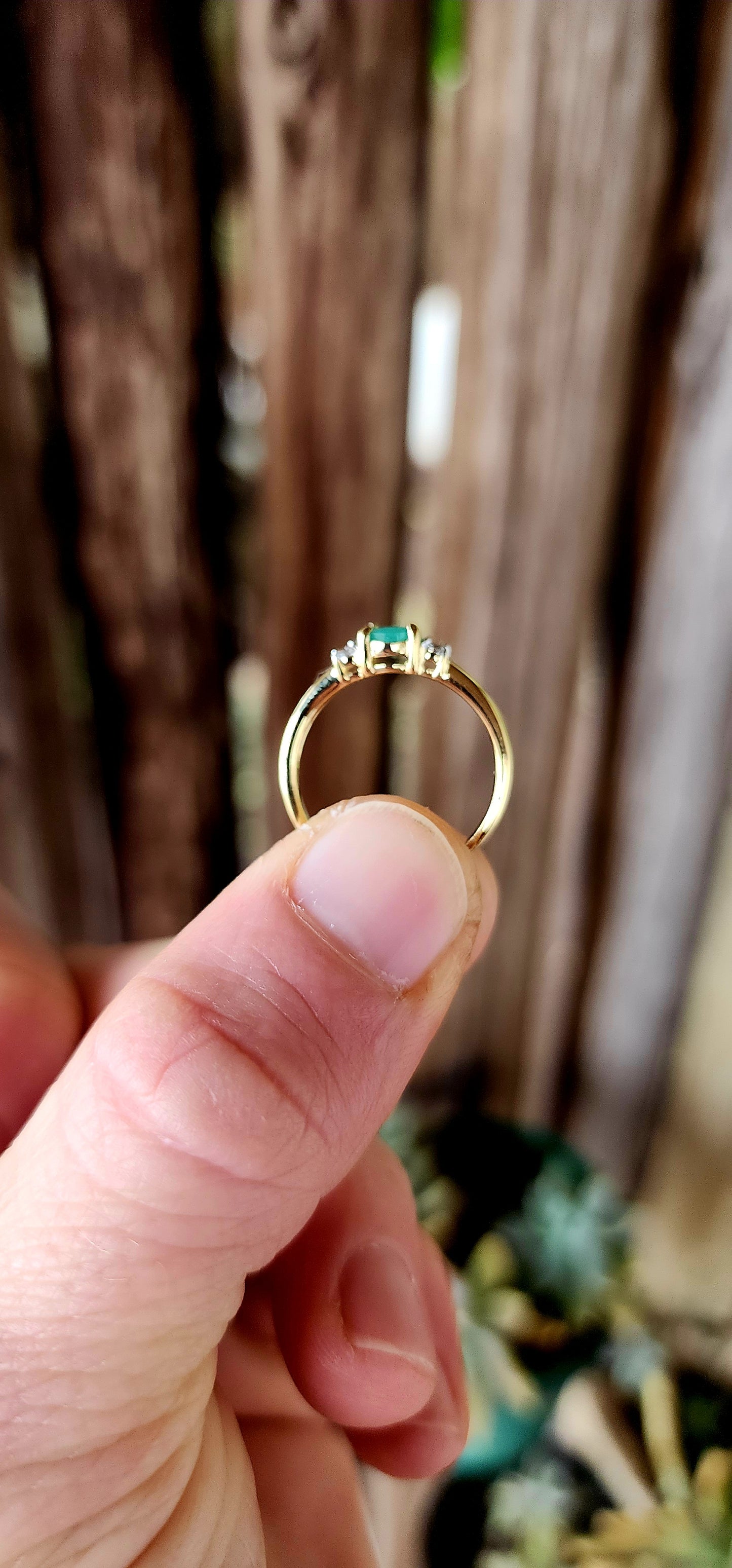"Emerald Glow" – Emerald & White Topaz Trilogy Ring.