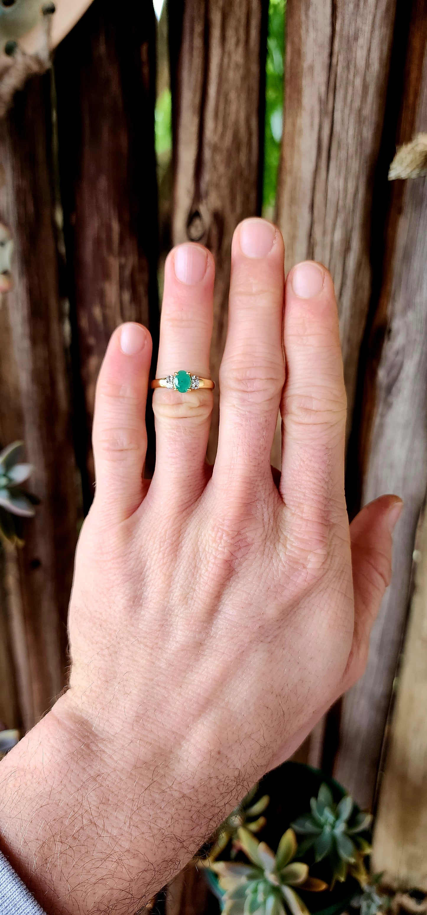 "Emerald Glow" – Emerald & White Topaz Trilogy Ring.