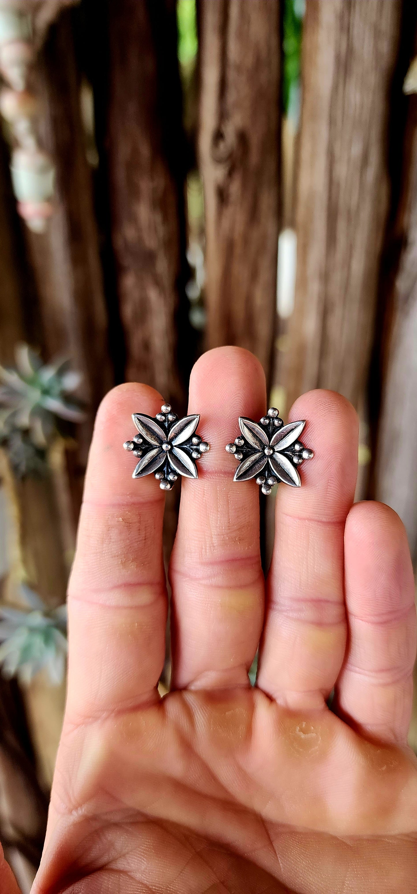 Vintage 1950s Designer Sterling Silver Clip-On Earrings by Joe Calafato (Candida).