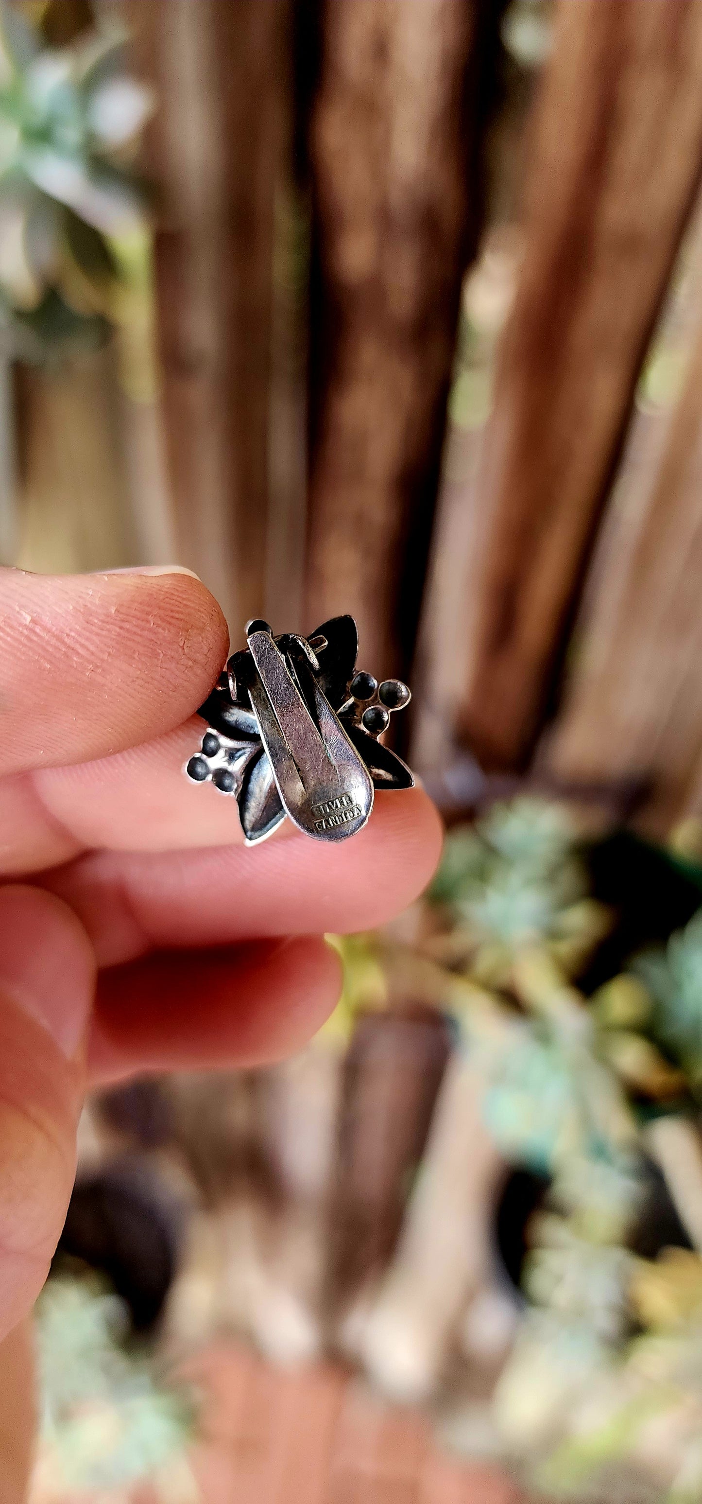 Vintage 1950s Designer Sterling Silver Clip-On Earrings by Joe Calafato (Candida).