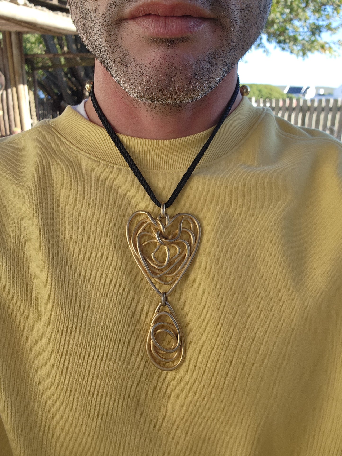 Massive wired spiral Heart "Fantasy" pendant/necklace designed by Balenciaga in the 1980’s.