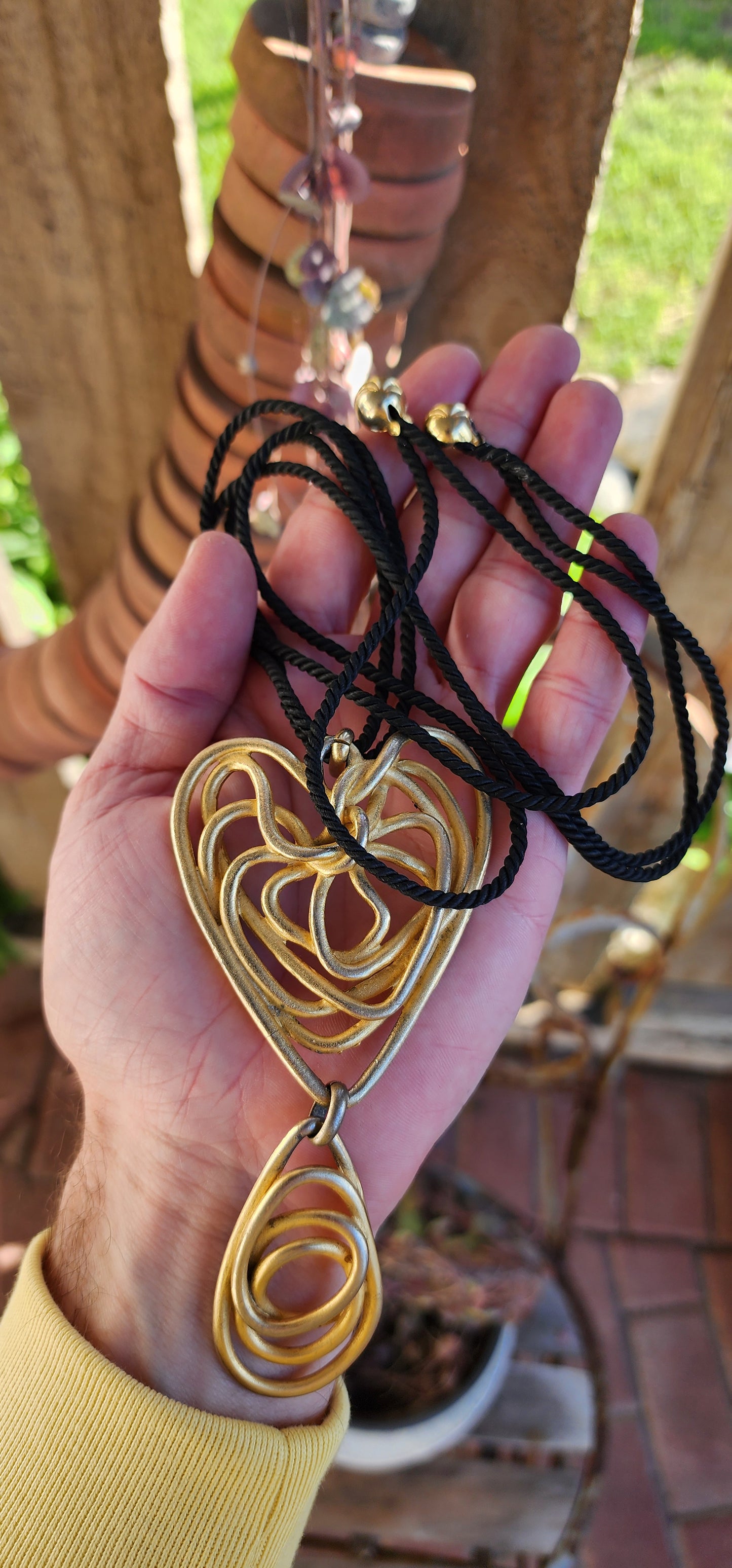 Massive wired spiral Heart "Fantasy" pendant/necklace designed by Balenciaga in the 1980’s.