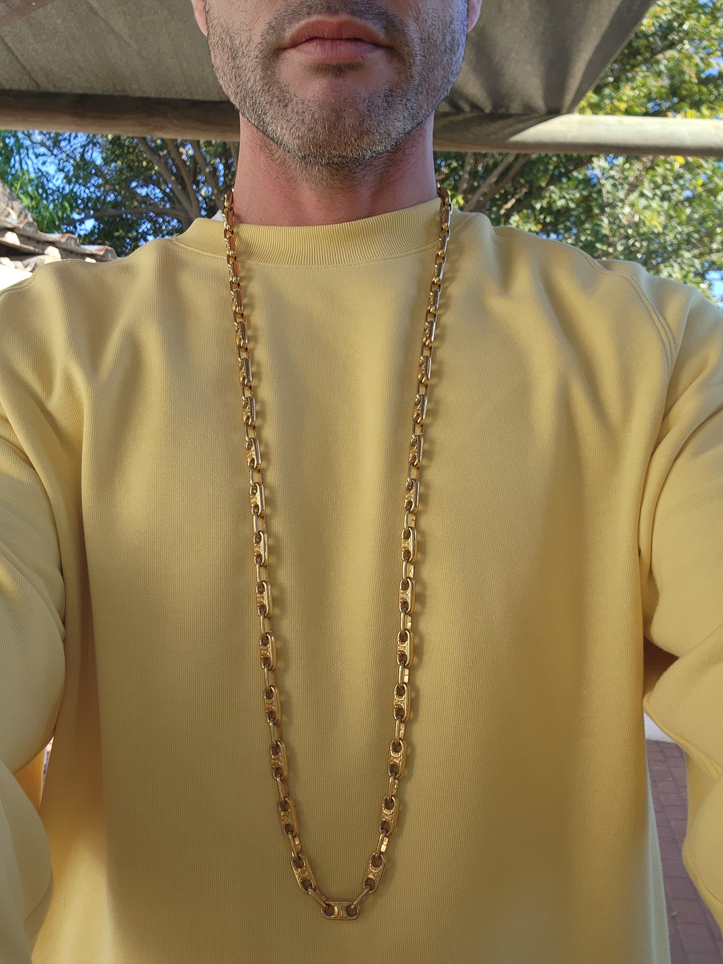Rare ! Vintage Circa 1970's Céline "Triomphe Dore" Sautoir necklace - Extra length.