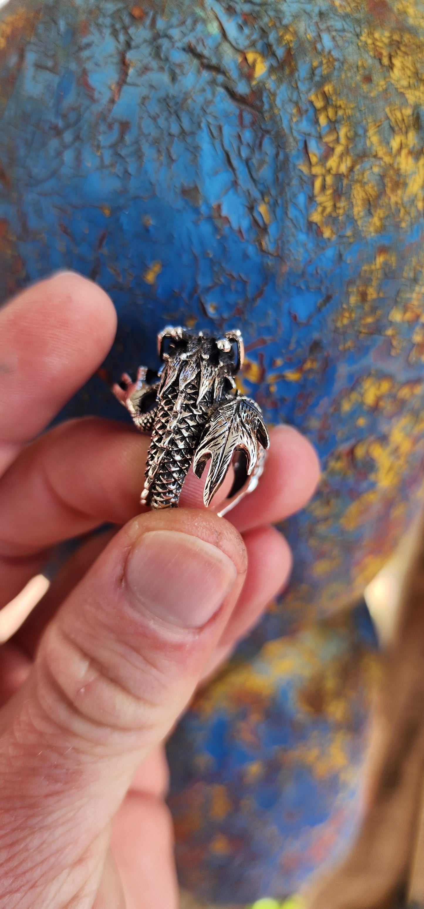 This chunky statement Sterling Silver Red Eye Dragon Novelty Ring draws inspiration from Oriental and Gothic styles, making it a truly eye-catching beauty.