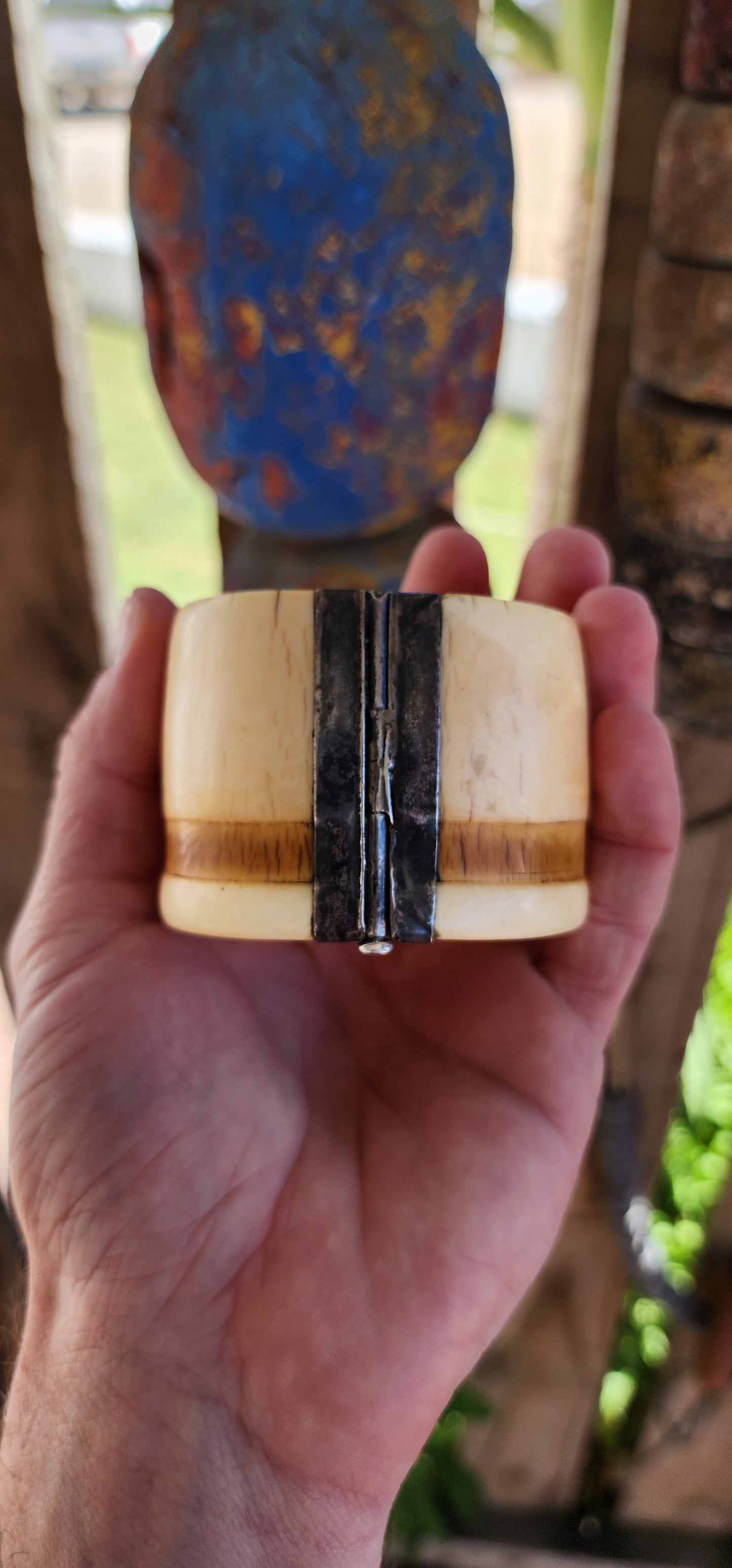 This chunky antique ethnic/tribal pre-ban Ivory cuff bangles is an extraordinary examples of craftsmanship, history, and symbolic power.