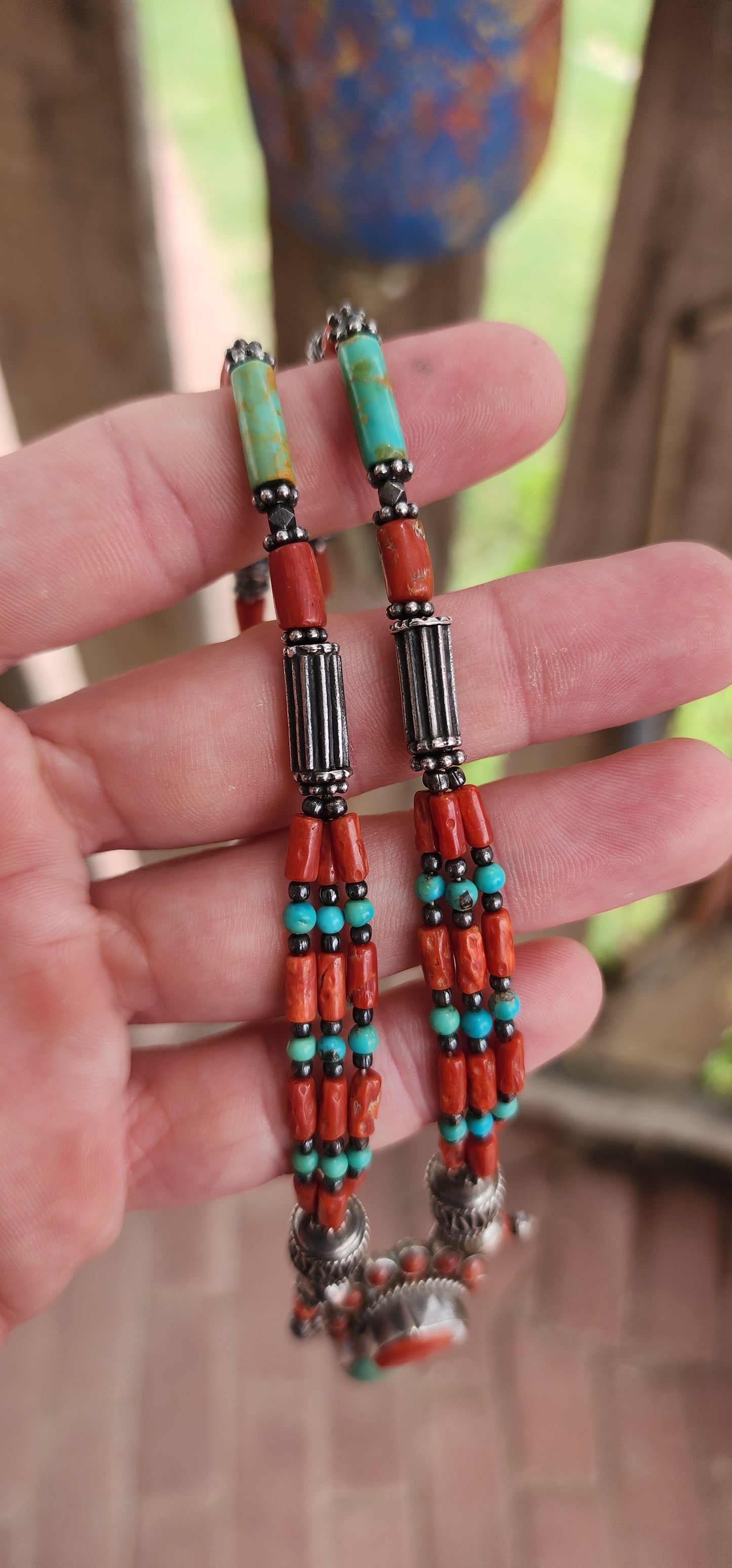 This rare vintage Tibetan sterling silver necklace is a breathtaking example of Himalayan craftsmanship, embodying the spiritual and artistic traditions of Tibetan culture.