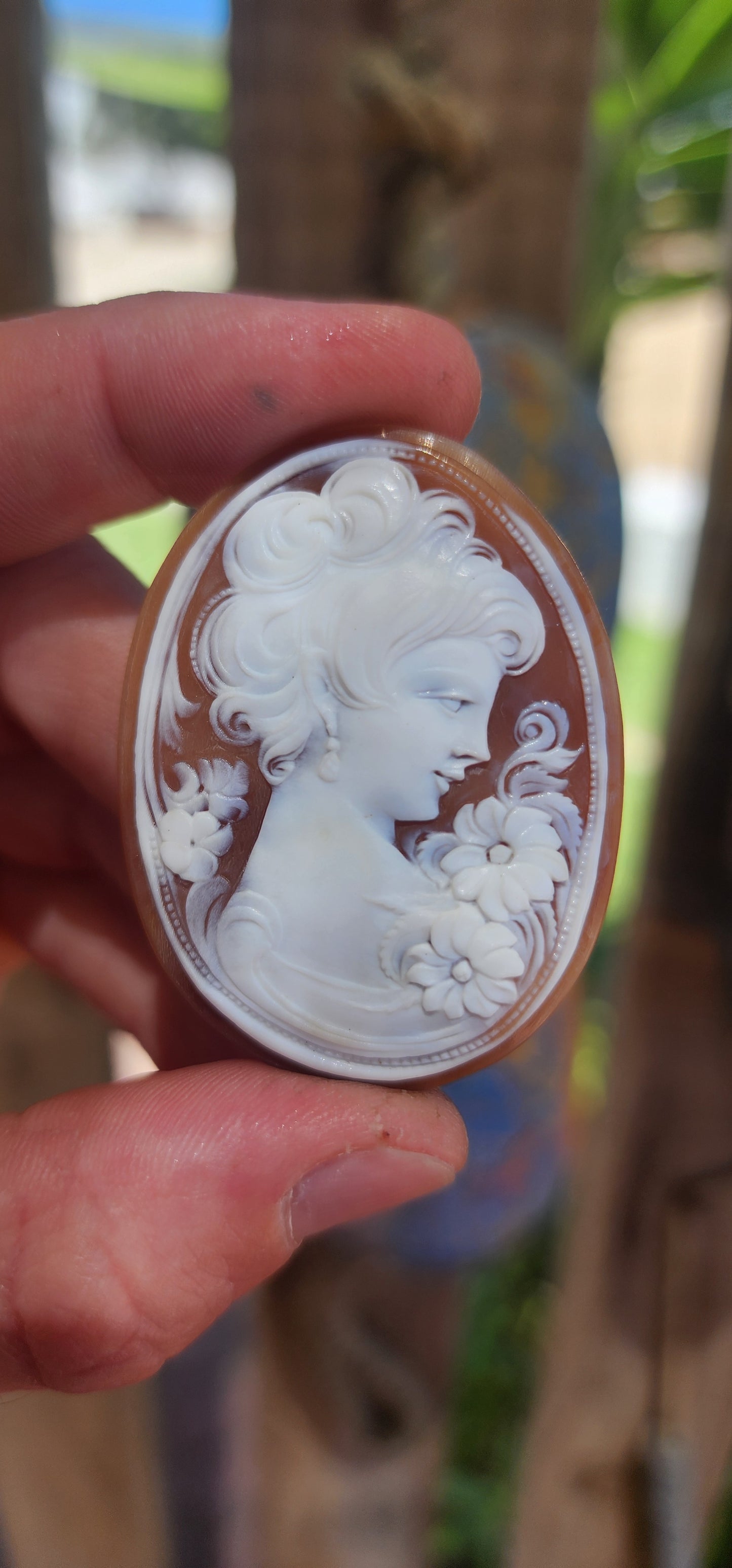 A Masterpiece in Miniature – An Exquisite Hand-Carved Shell Cameo!
This magnificent oval-shaped loose cameo is a true testament to the mastery of traditional shell carving, capturing a breathtaking level of artistry and refinement.