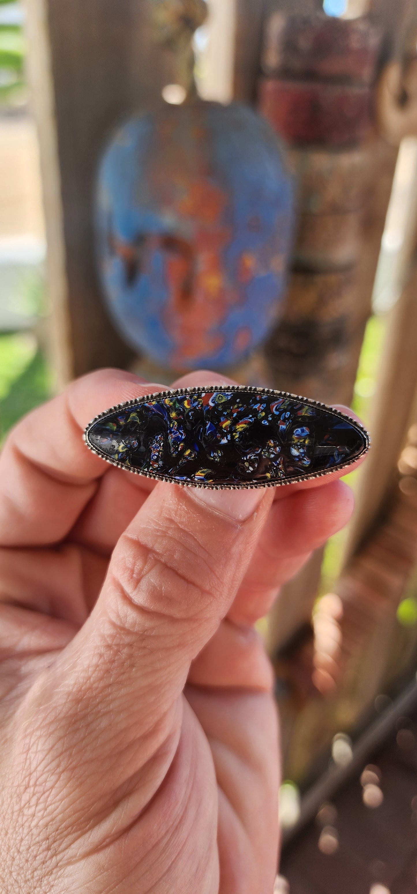 This Art Deco-era brooch is an exquisite testament to both the bold geometric elegance of the 1920s and the centuries-old craftsmanship of Venetian Murano glassmaking.