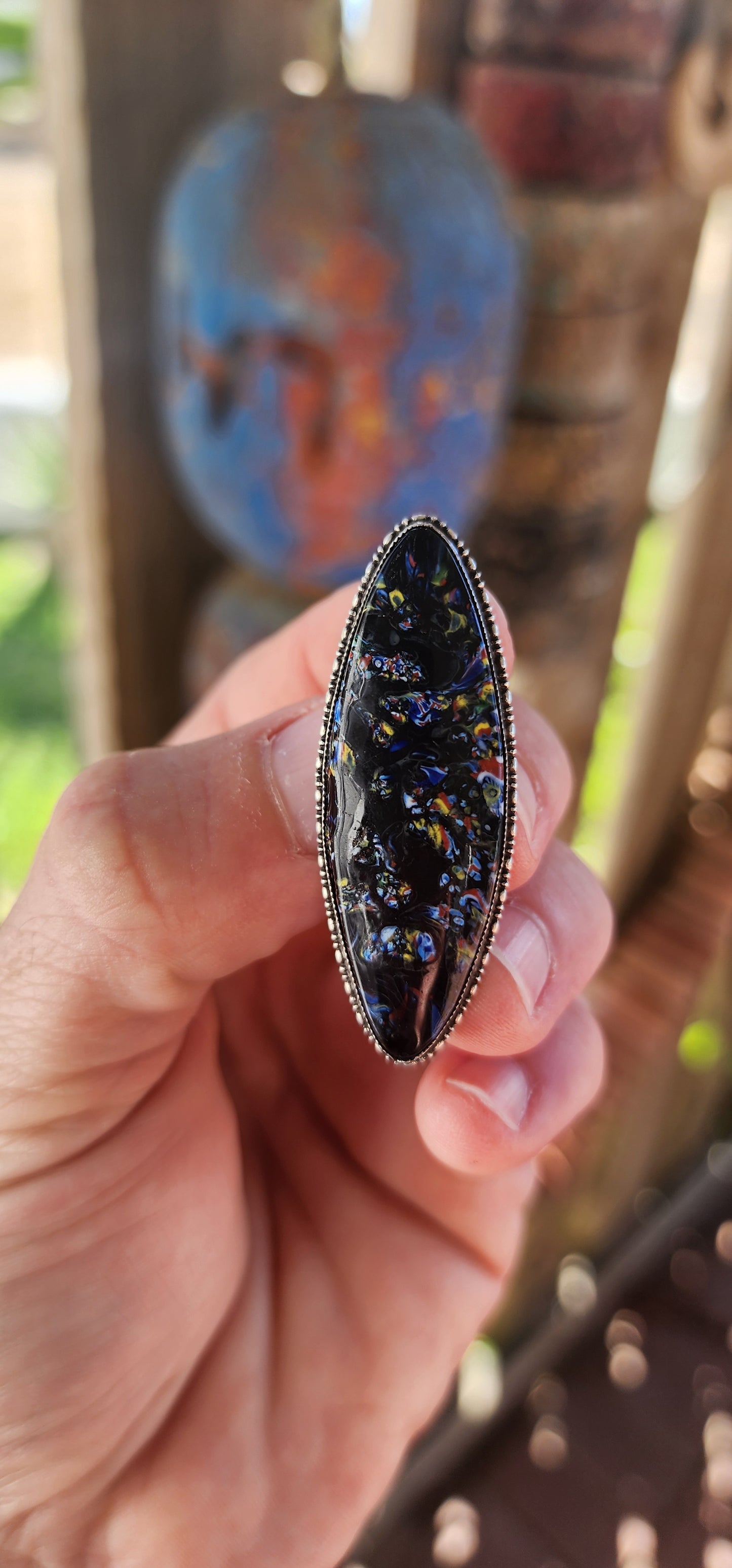 This Art Deco-era brooch is an exquisite testament to both the bold geometric elegance of the 1920s and the centuries-old craftsmanship of Venetian Murano glassmaking.