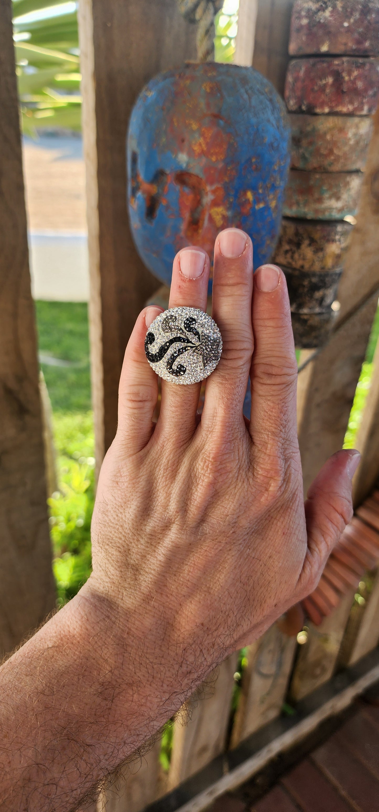 This ultra-sparkly cosmic statement ring is a true celestial marvel, designed to captivate and dazzle with every movement.