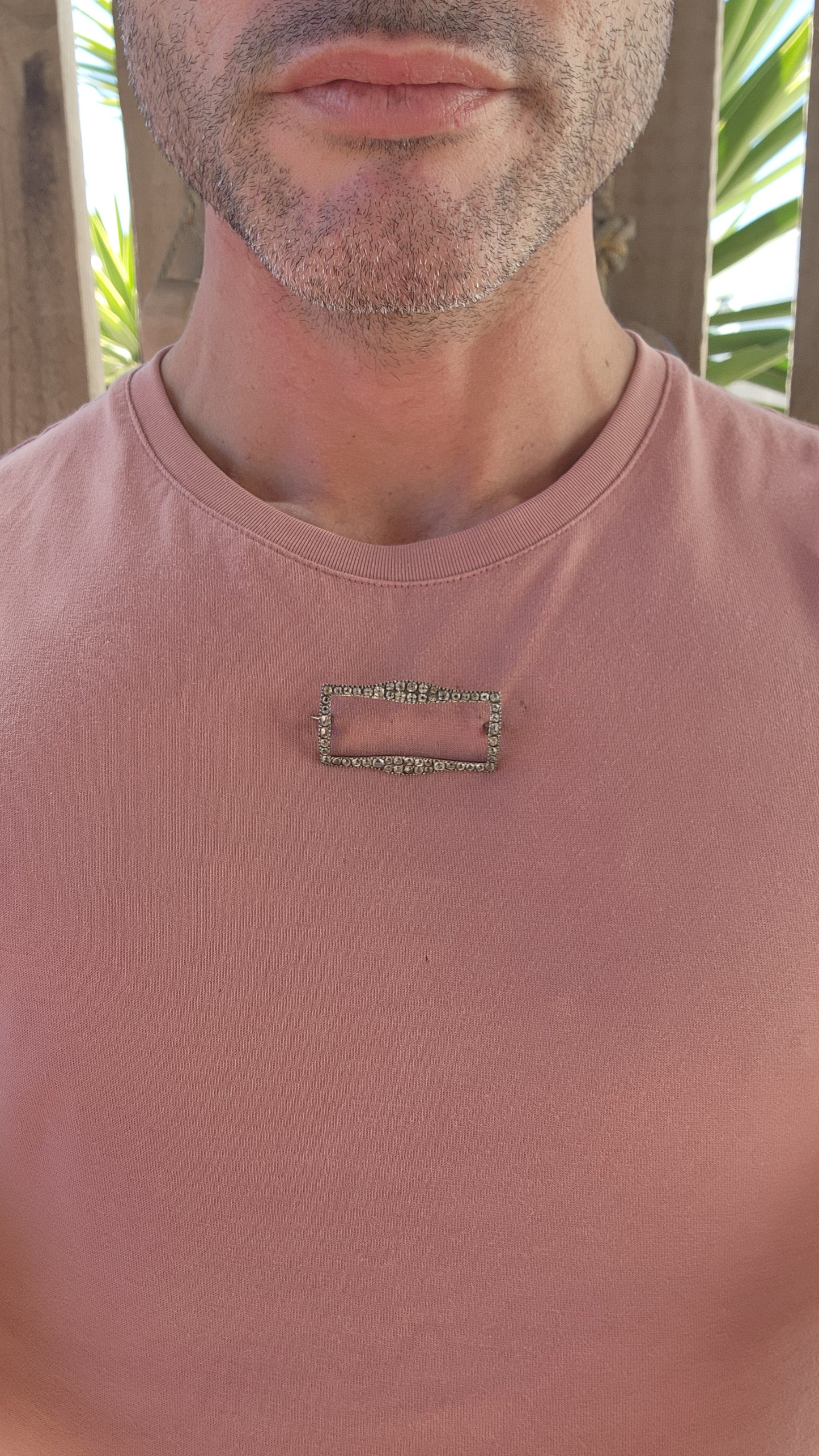 This is a scarce early Victorian sterling silver and black dot paste shoe buckle, which has been repurposed as a brooch.
