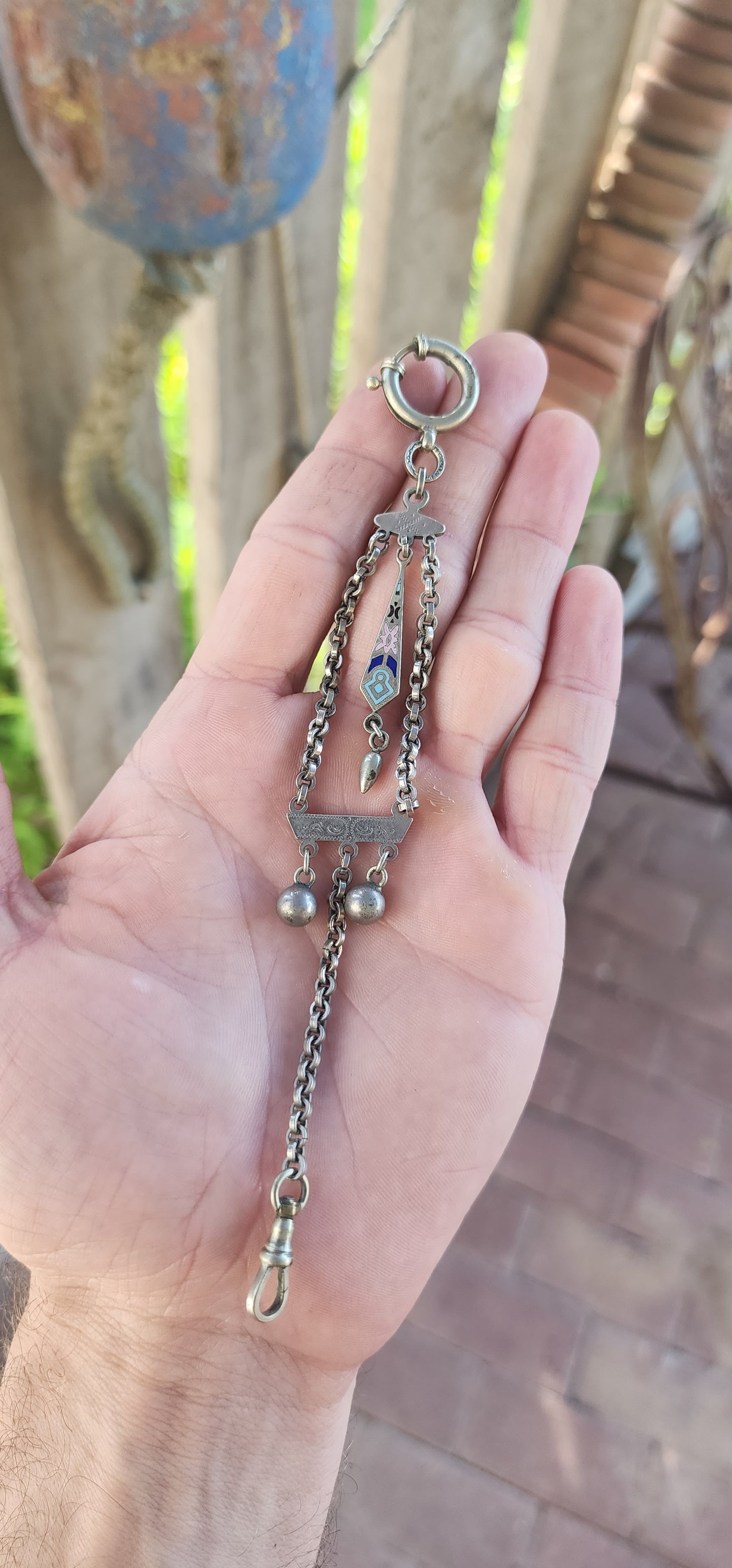 This is a rare Antique German Art Deco-era pocket watch fob, often referred to as a chatelaine-style fob,dating to the 1920s–1930s.