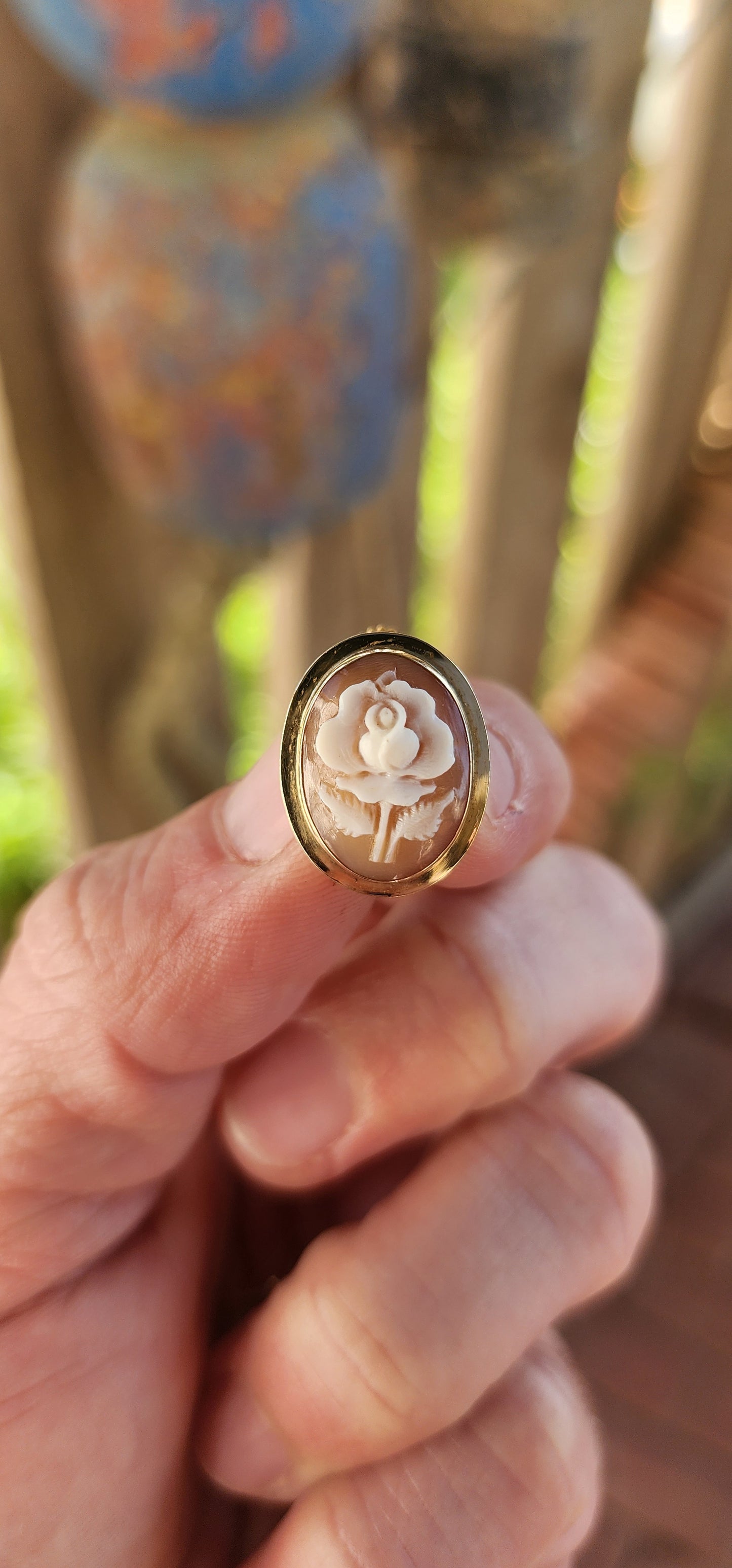 An Exquisite Pair of Mid-Century Carved Conch Shell Cameo Earrings, Circa 1950s.
These enchanting vintage earrings radiate timeless elegance, meticulously handcrafted during the mid-20th century and set in luxurious 14ct yellow gold.