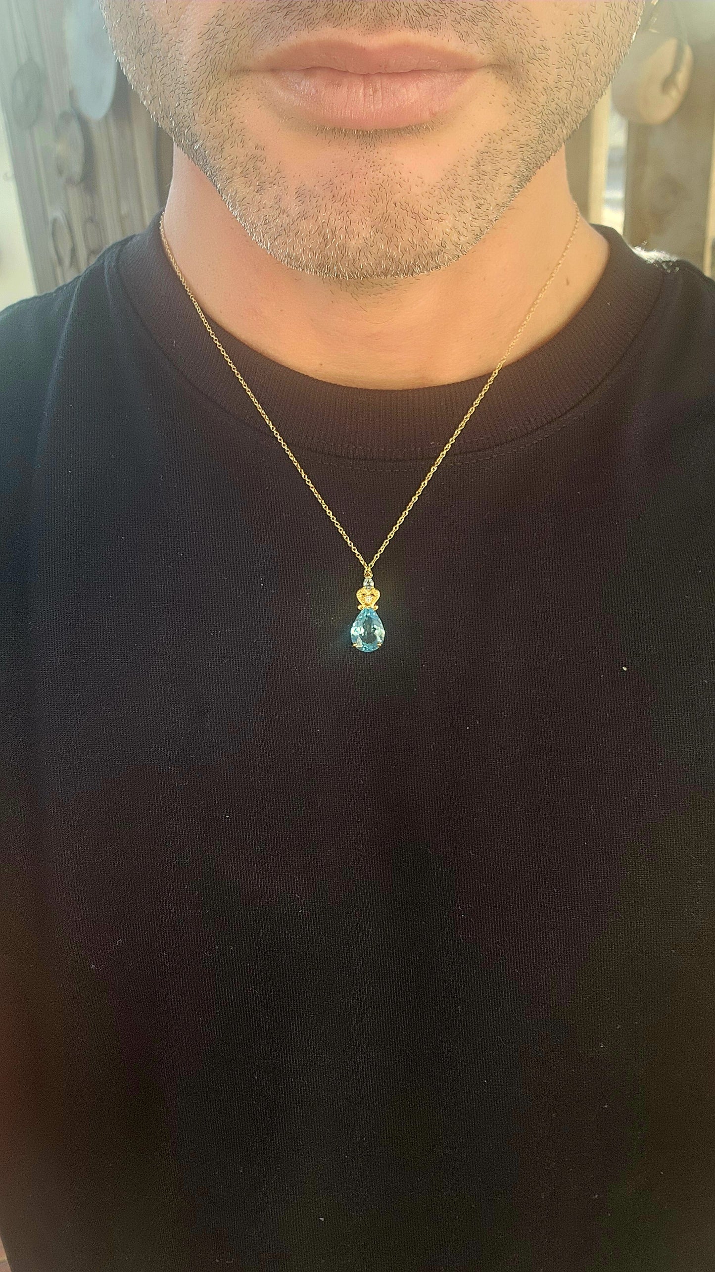 Treasures straight from the jewel-crowned halls of a sky kingdom—this pendant looks as though it was conjured by sunlight and ocean mist.