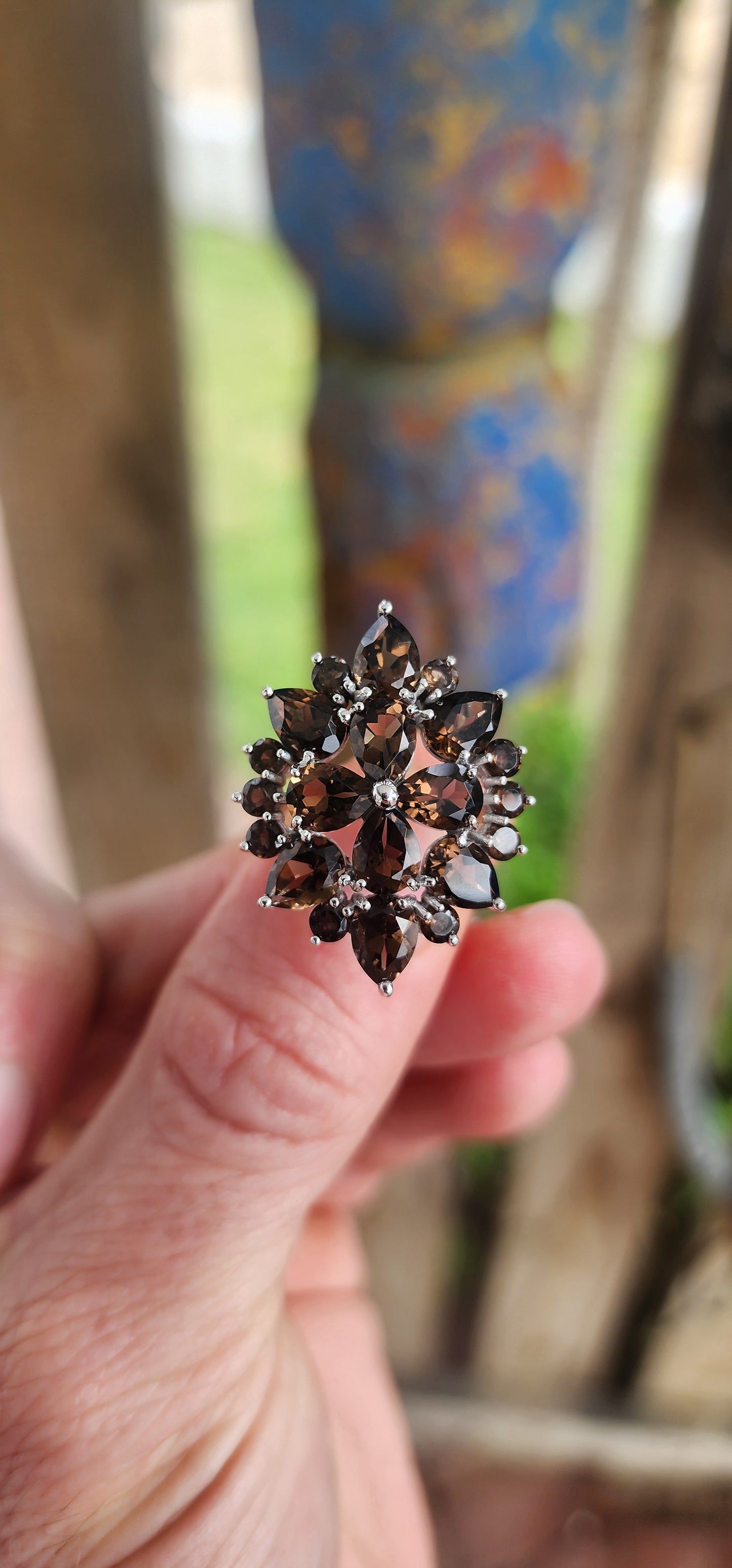 Dramatic, decadent, and unapologetically bold statement ring!Crafted in cool sterling silver and finished with a luxe rhodium plating to keep its brilliance blazing, this dazzling floral-inspired piece explodes like a earthy firework in full bloom.