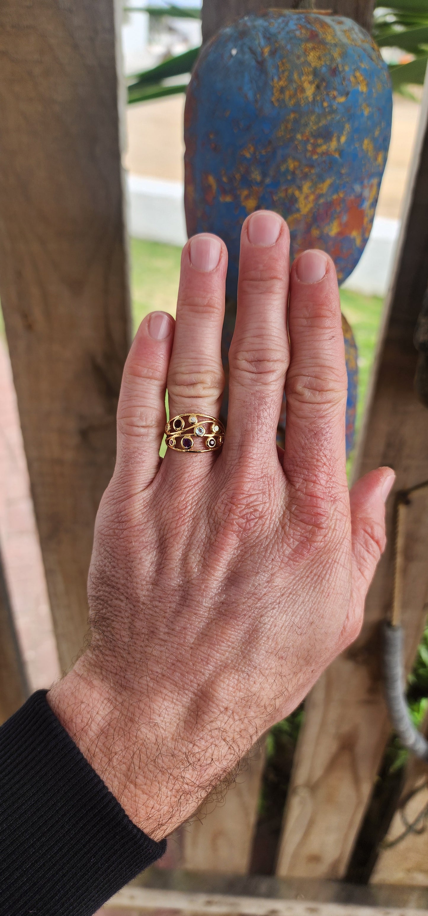 “Float This Boat” Tutti Frutti Treasure Ring"
Prepare to set sail on a sea of color with this buoyant beauty — a tutti frutti dreamboat of a dress ring that practically dances on your finger!