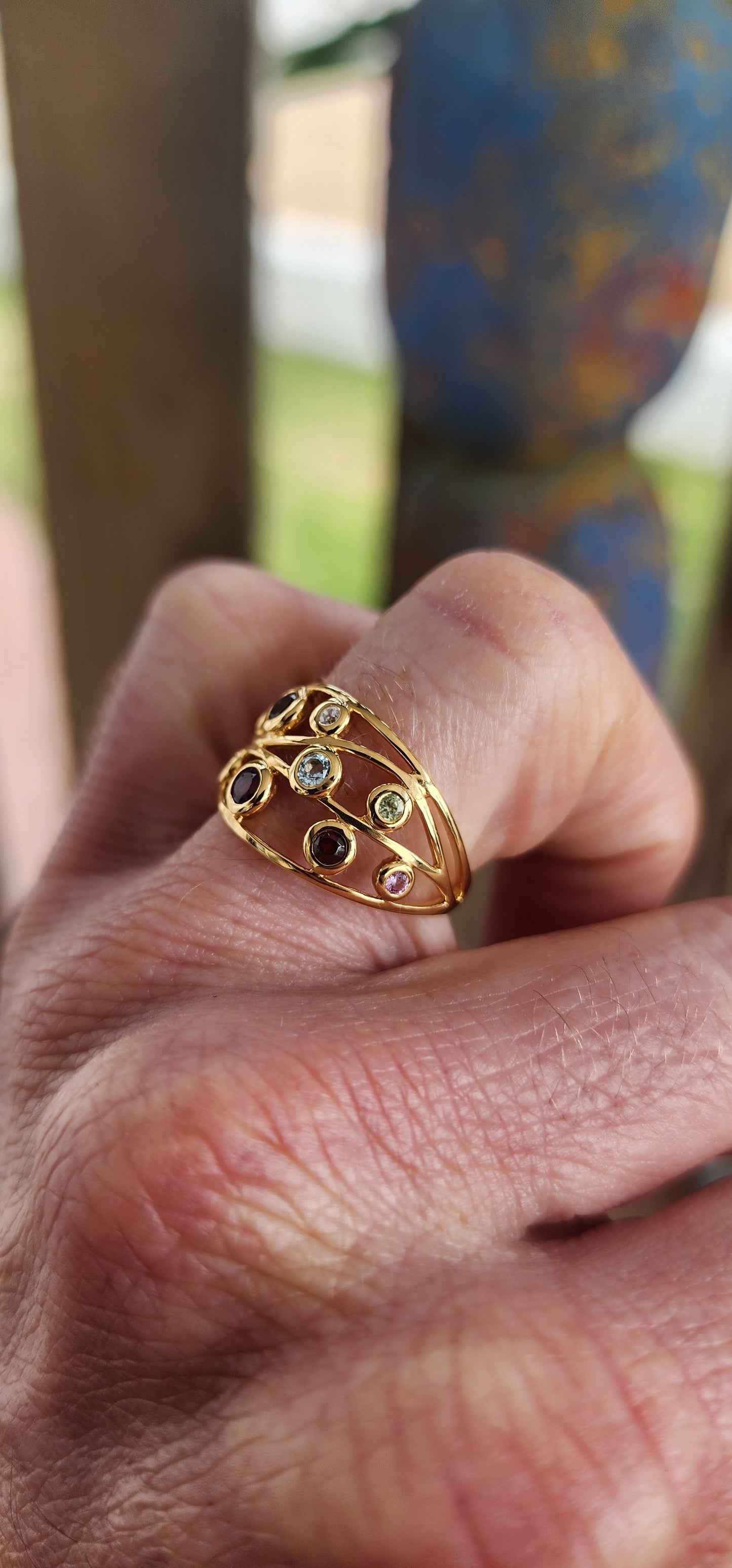 “Float This Boat” Tutti Frutti Treasure Ring"
Prepare to set sail on a sea of color with this buoyant beauty — a tutti frutti dreamboat of a dress ring that practically dances on your finger!