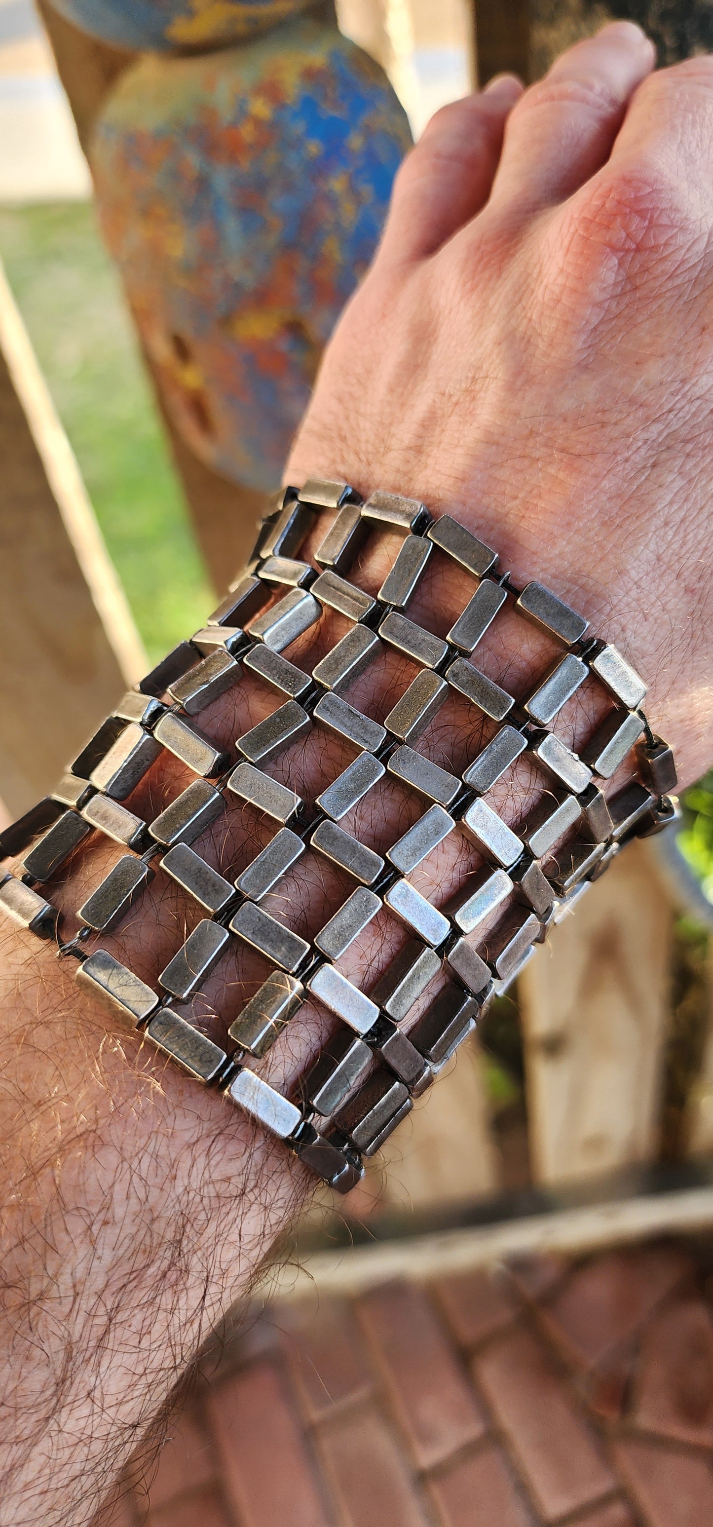 "Urban Jungle” – A Bold Cuff with Warrior Spirit .
Crafted with unapologetic flair, this vintage handmade costume bracelet serves up a serious dose of sculptural drama.