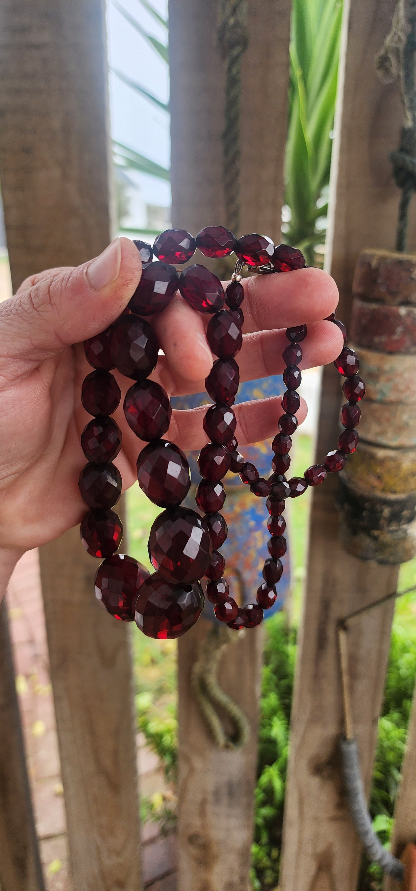 Highly sought-after Art Deco-era Cherry Bakelite beaded necklace — a true collectible treasure for lovers of vintage elegance.