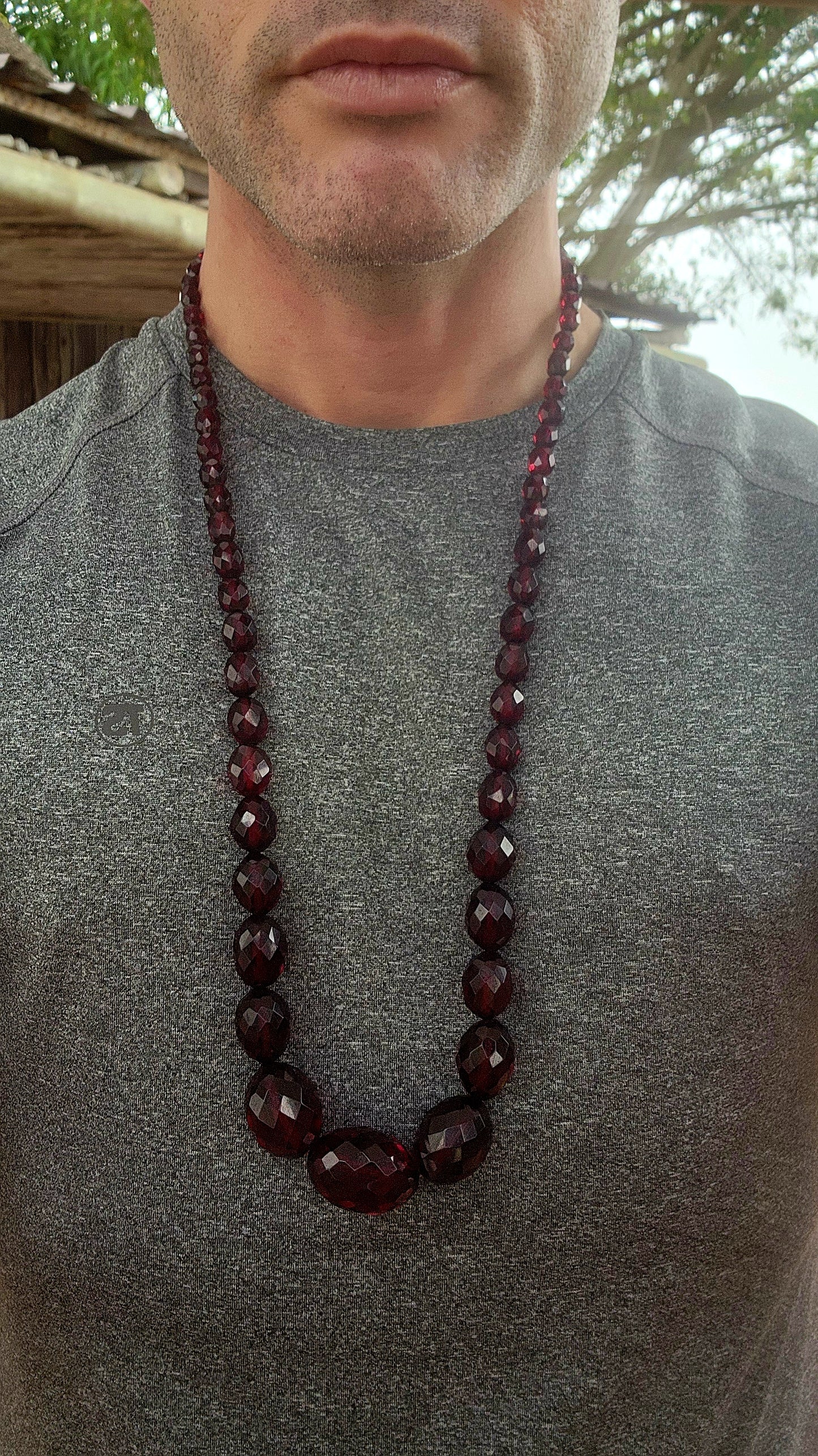 Highly sought-after Art Deco-era Cherry Bakelite beaded necklace — a true collectible treasure for lovers of vintage elegance.