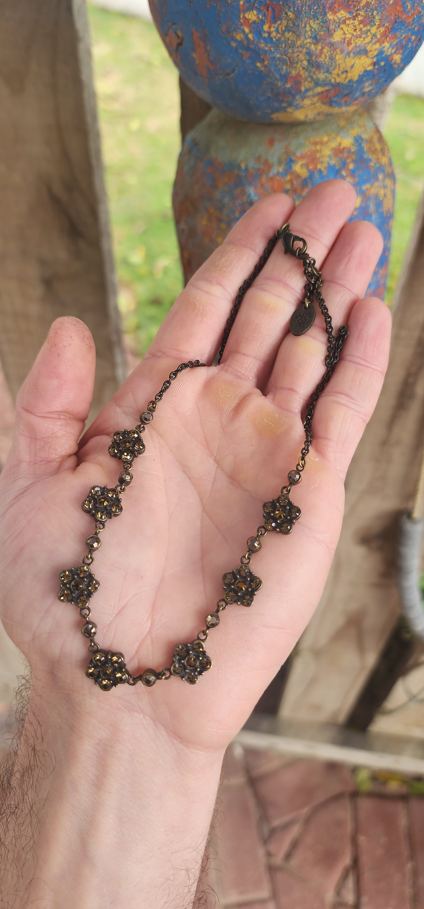Whimsical designer costume necklace by Vania & Zia.