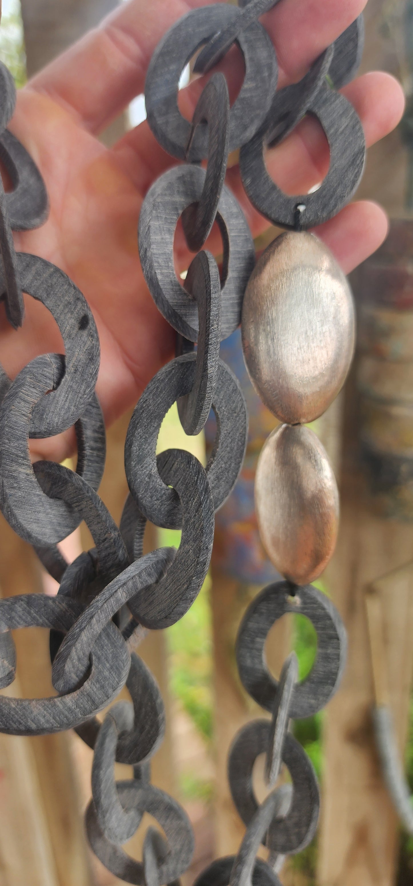 Summon your inner tribal warrior with this dramatic statement necklace carved from rich black buffalo horn.