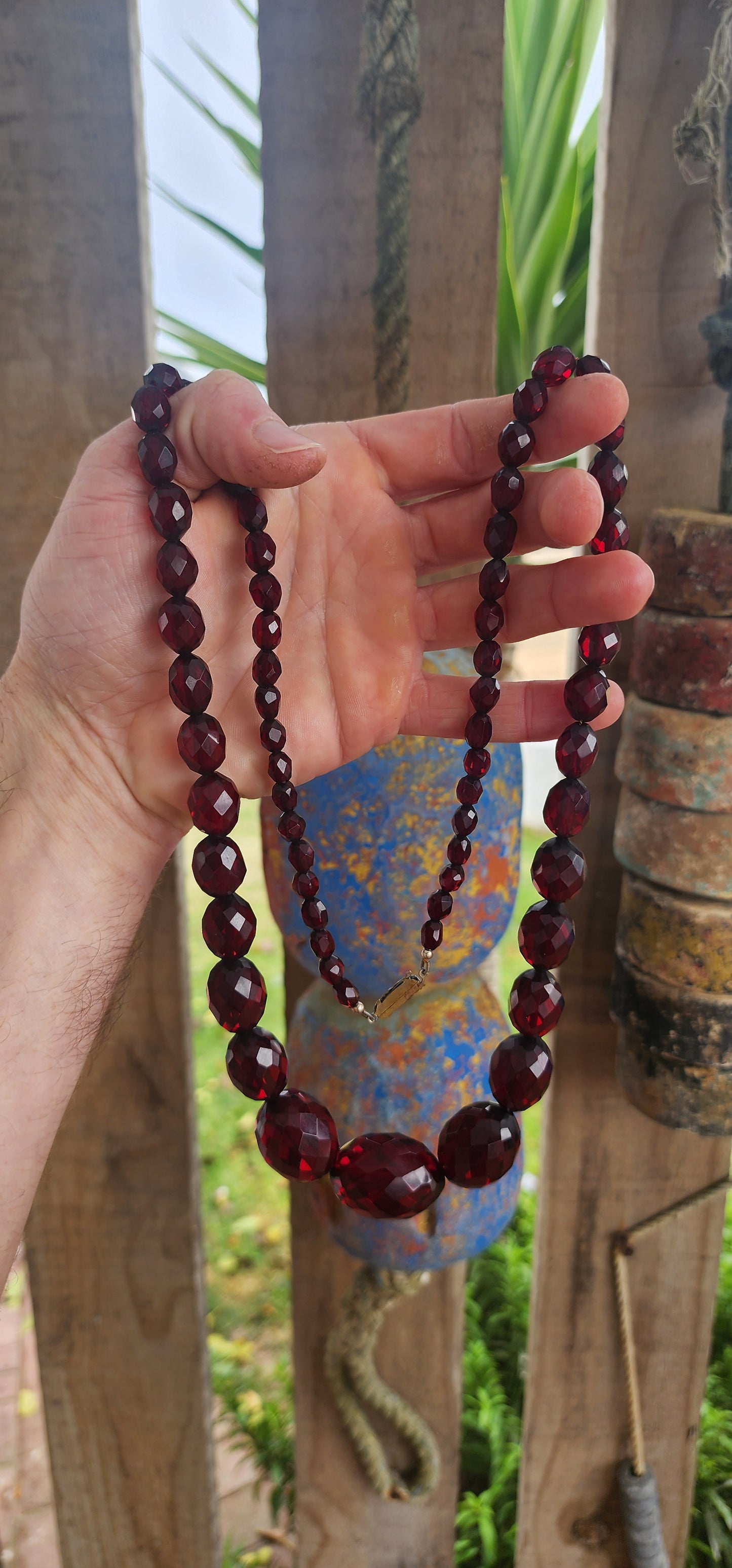 Highly sought-after Art Deco-era Cherry Bakelite beaded necklace — a true collectible treasure for lovers of vintage elegance.