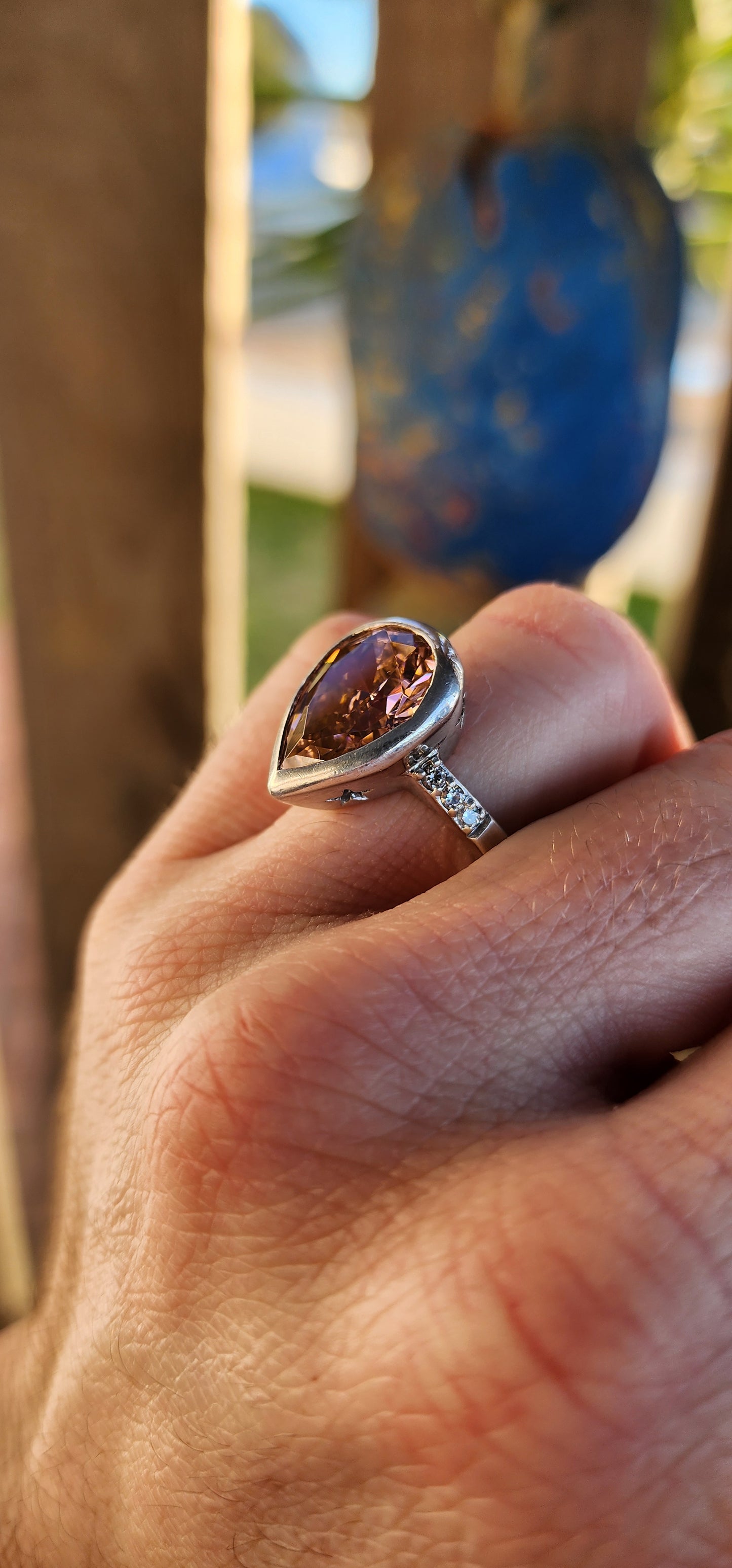 Blast off in style with this chunky sterling silver statement ring! Crafted from solid sterling silver, this bold beauty shows off a mouthwatering and large sized, pear-shaped pink CZ.