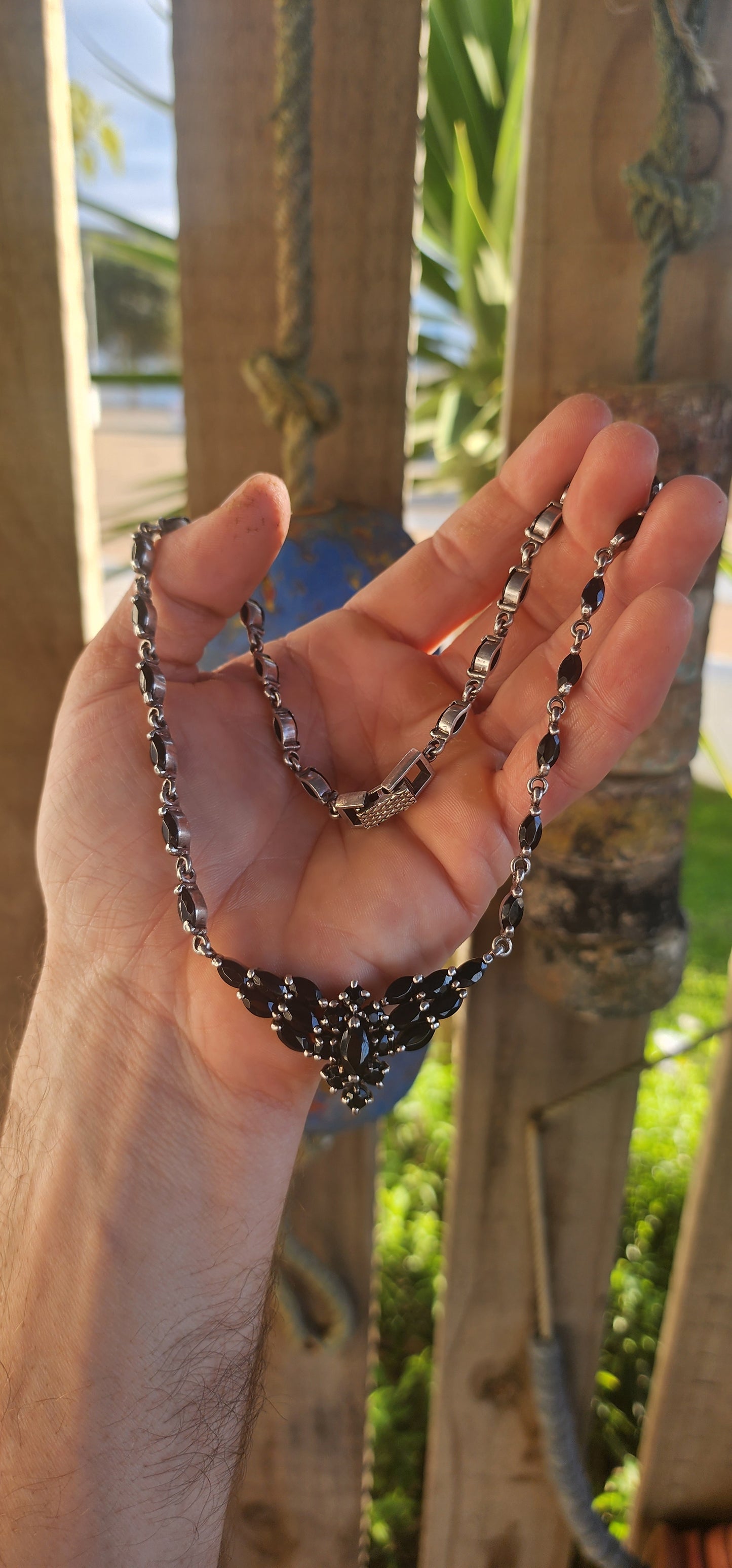 You can never go wrong with black! Sterling Silver and Black Onyx nexklace.