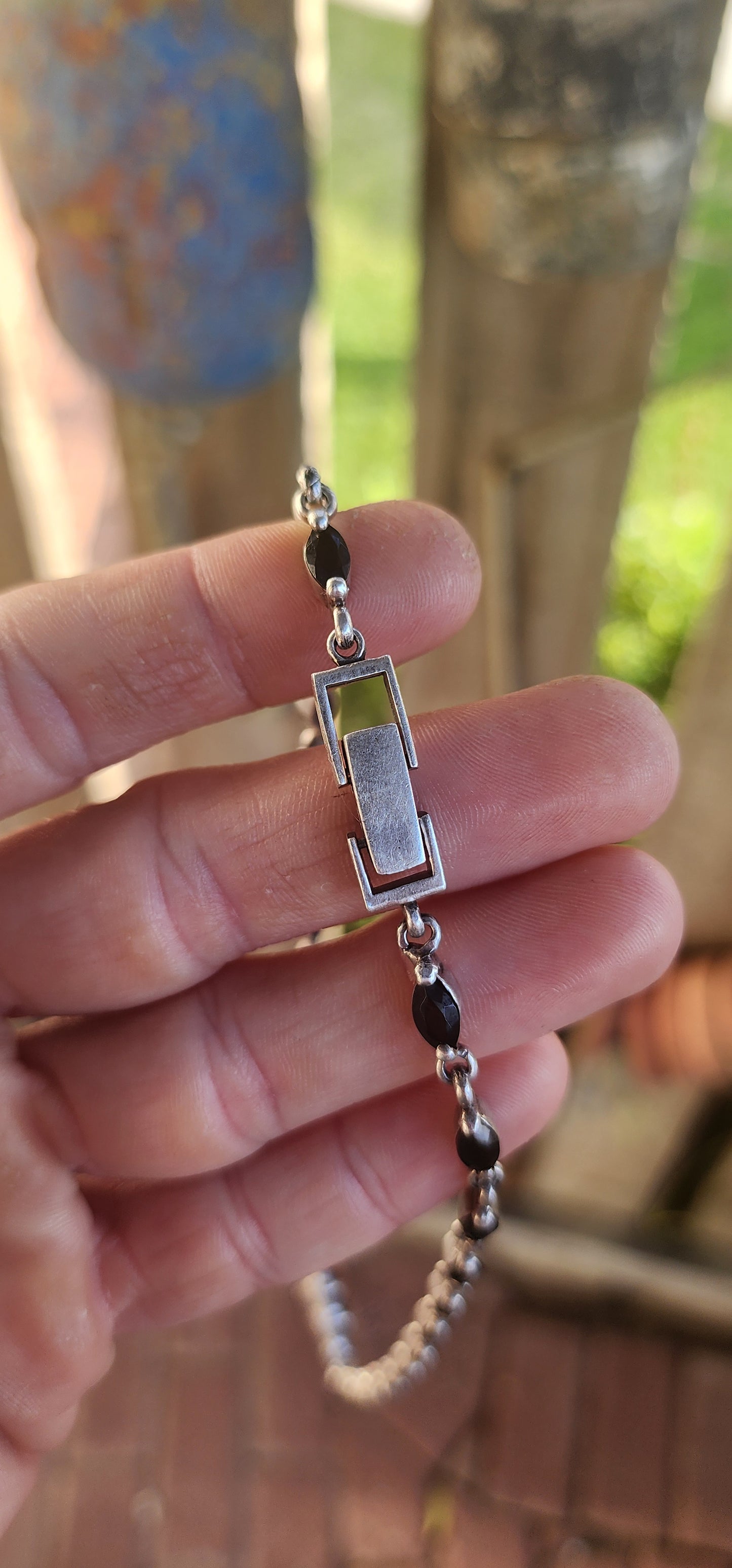 You can never go wrong with black! Sterling Silver and Black Onyx nexklace.
