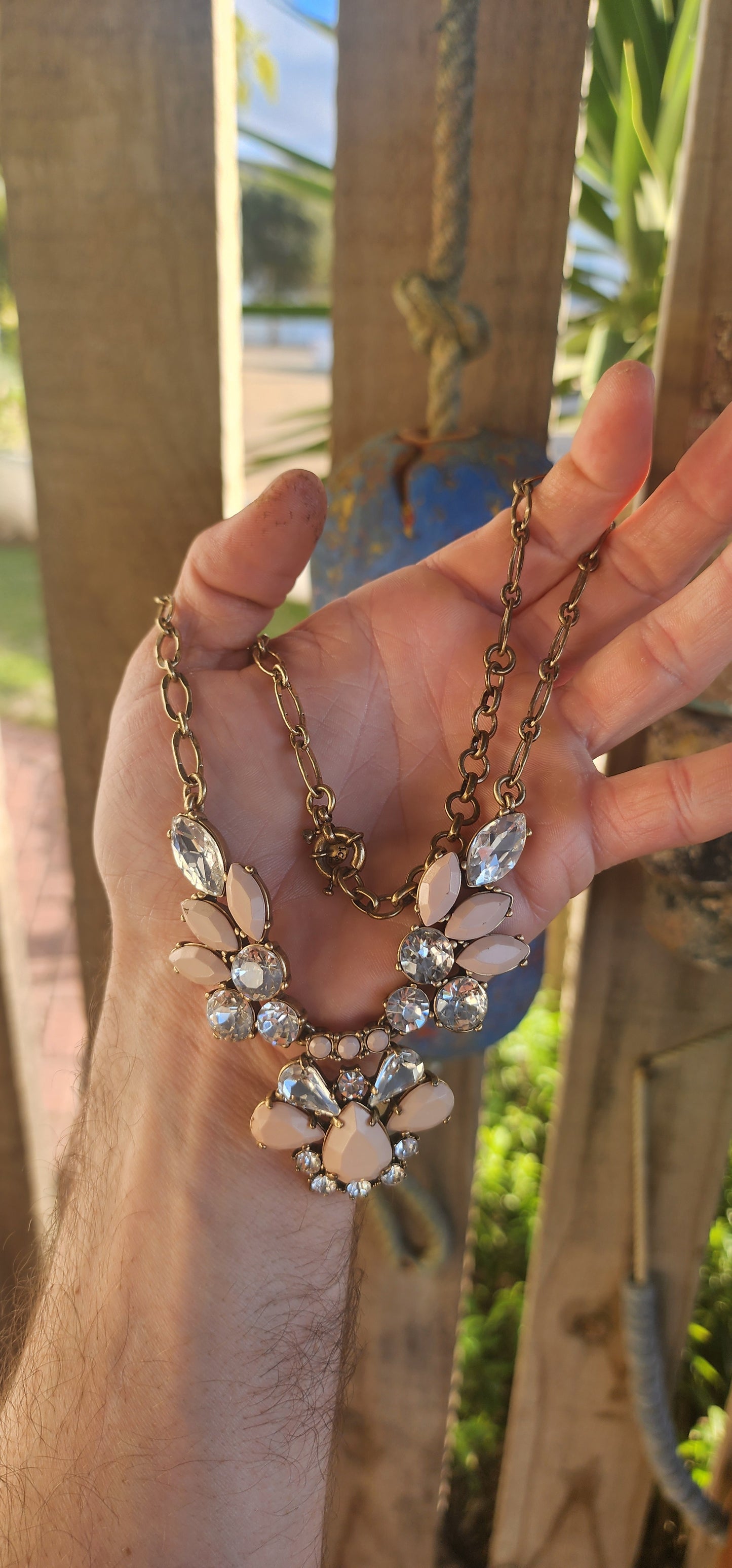 Designer J.Crew “Crystal Feather” Statement costume Necklace.