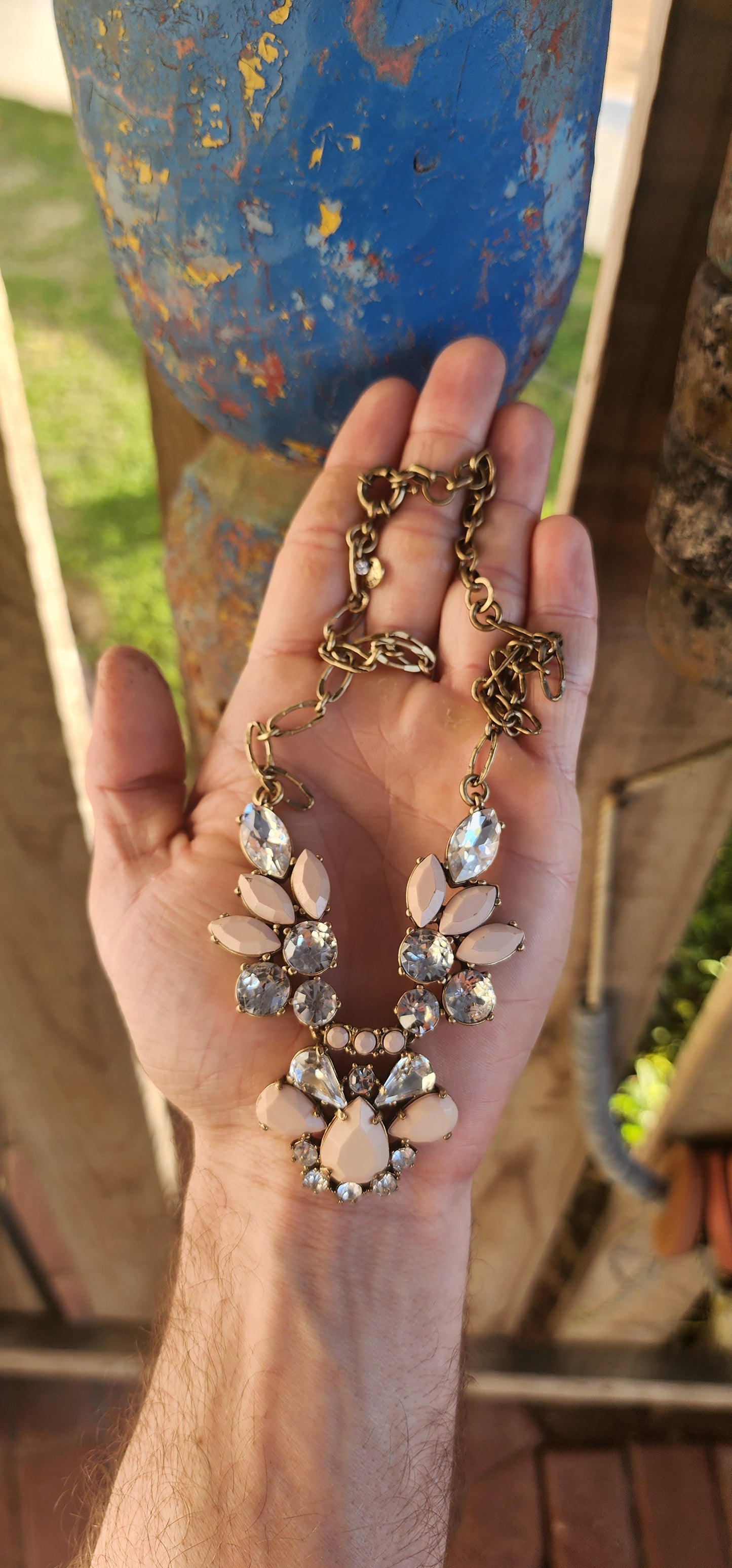 Designer J.Crew “Crystal Feather” Statement costume Necklace.
