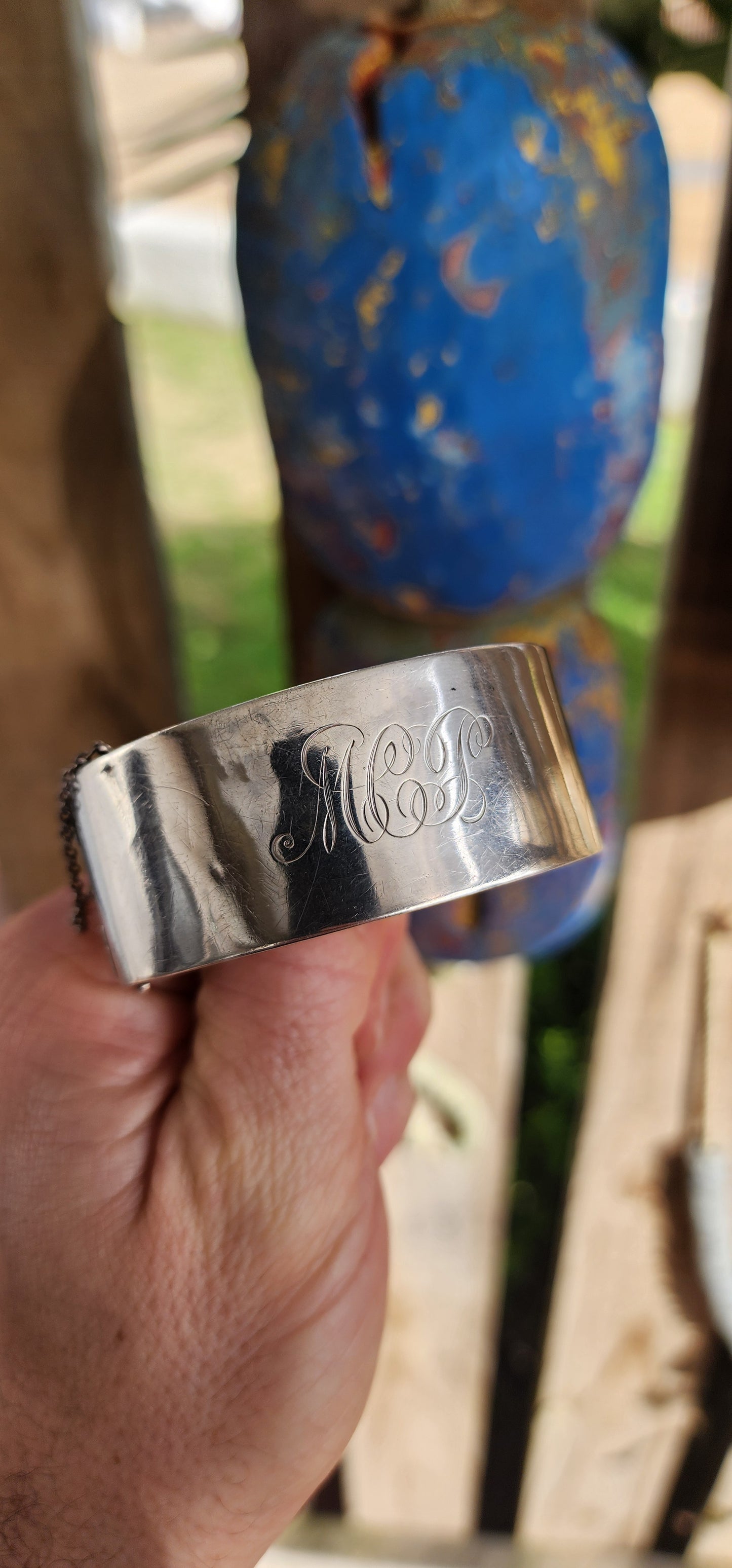 Victorian Sterling Silver Etruscan Revival Cuff Bangle – Circa 1870s.