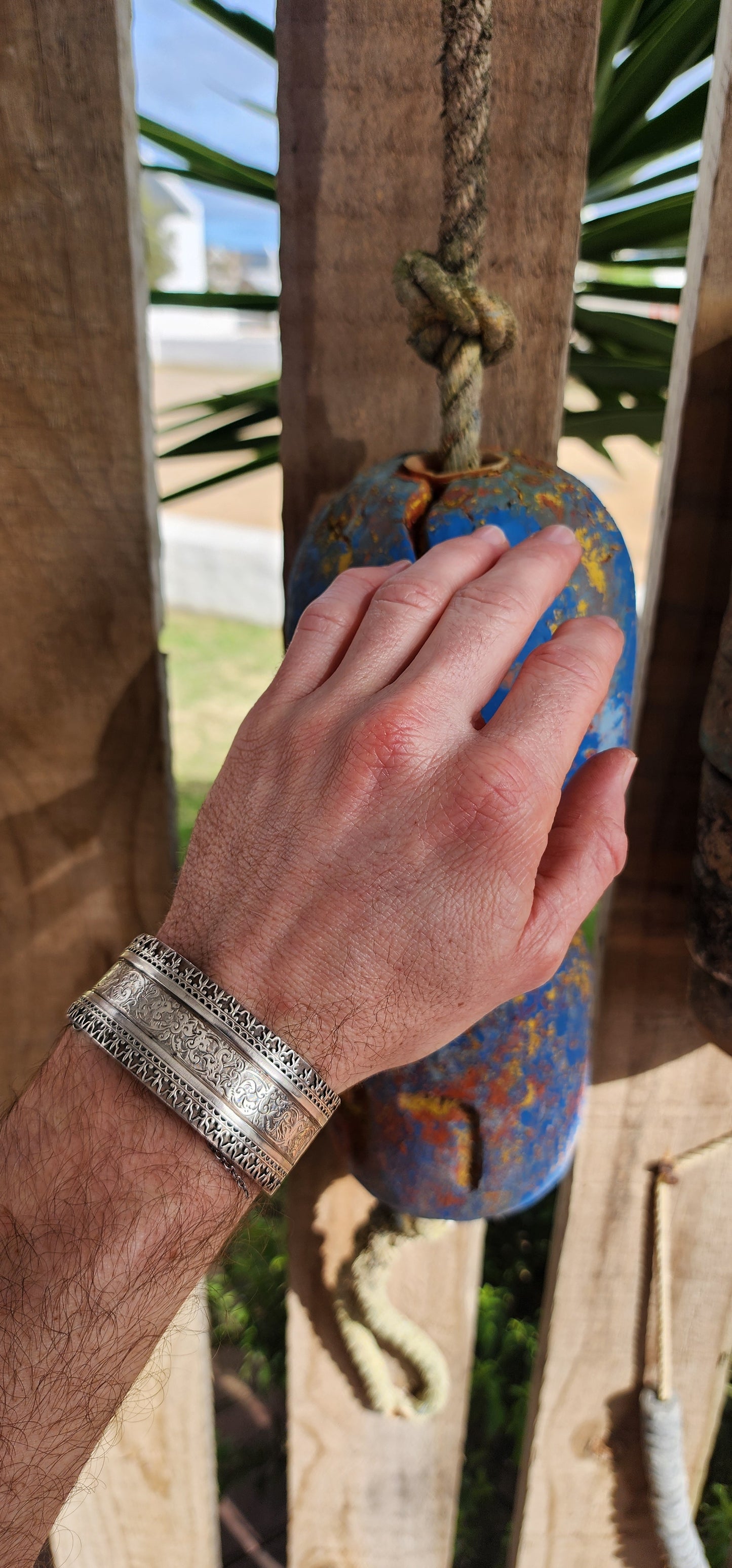 Victorian Sterling Silver Etruscan Revival Cuff Bangle – Circa 1870s.