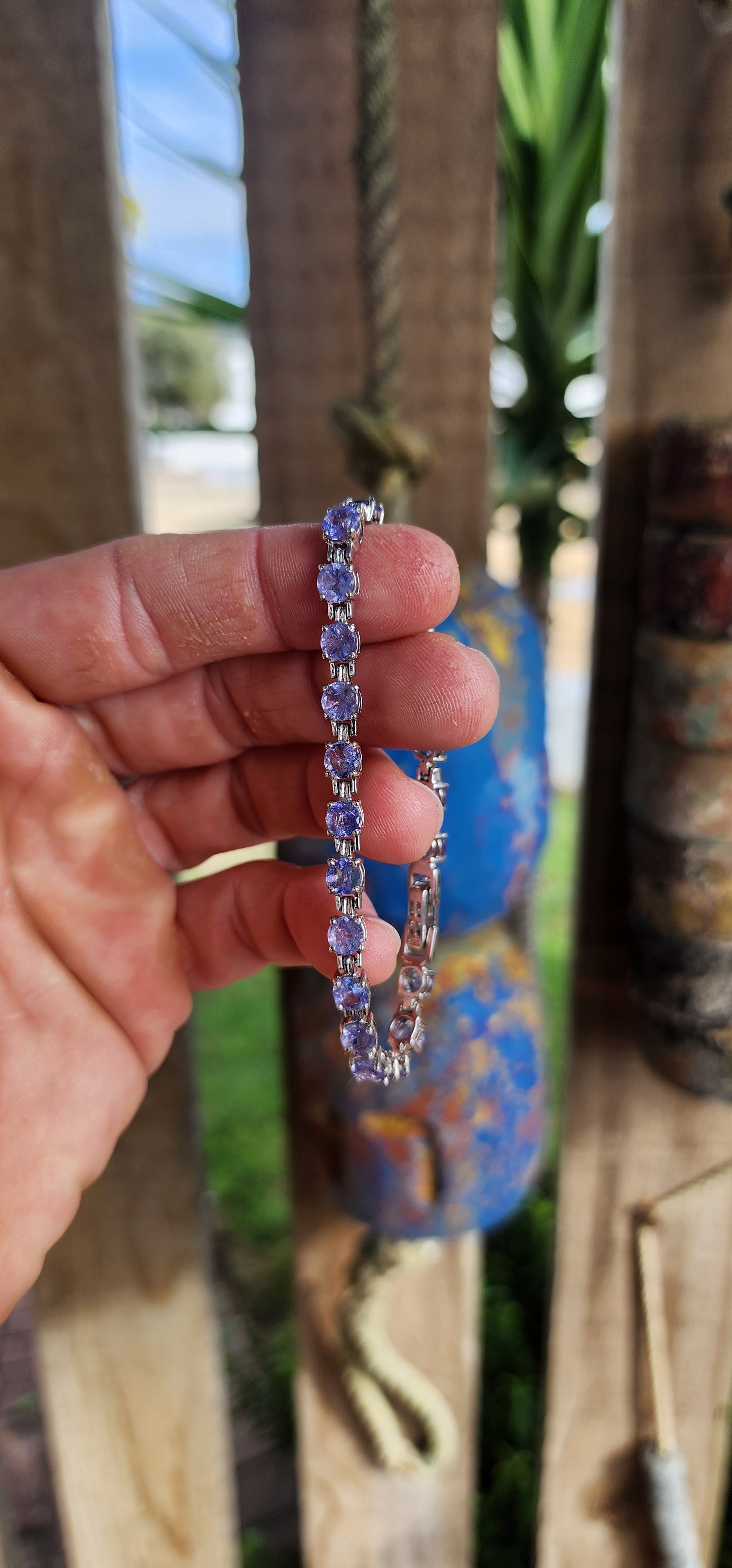 A Bracelet of Starlit Serenades — Sterling Silver & Tanzanite Tennis Bracelet.