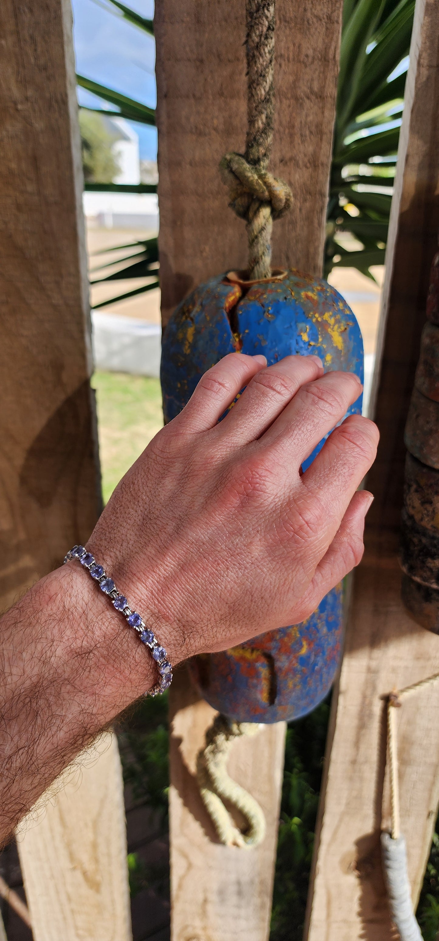 A Bracelet of Starlit Serenades — Sterling Silver & Tanzanite Tennis Bracelet.
