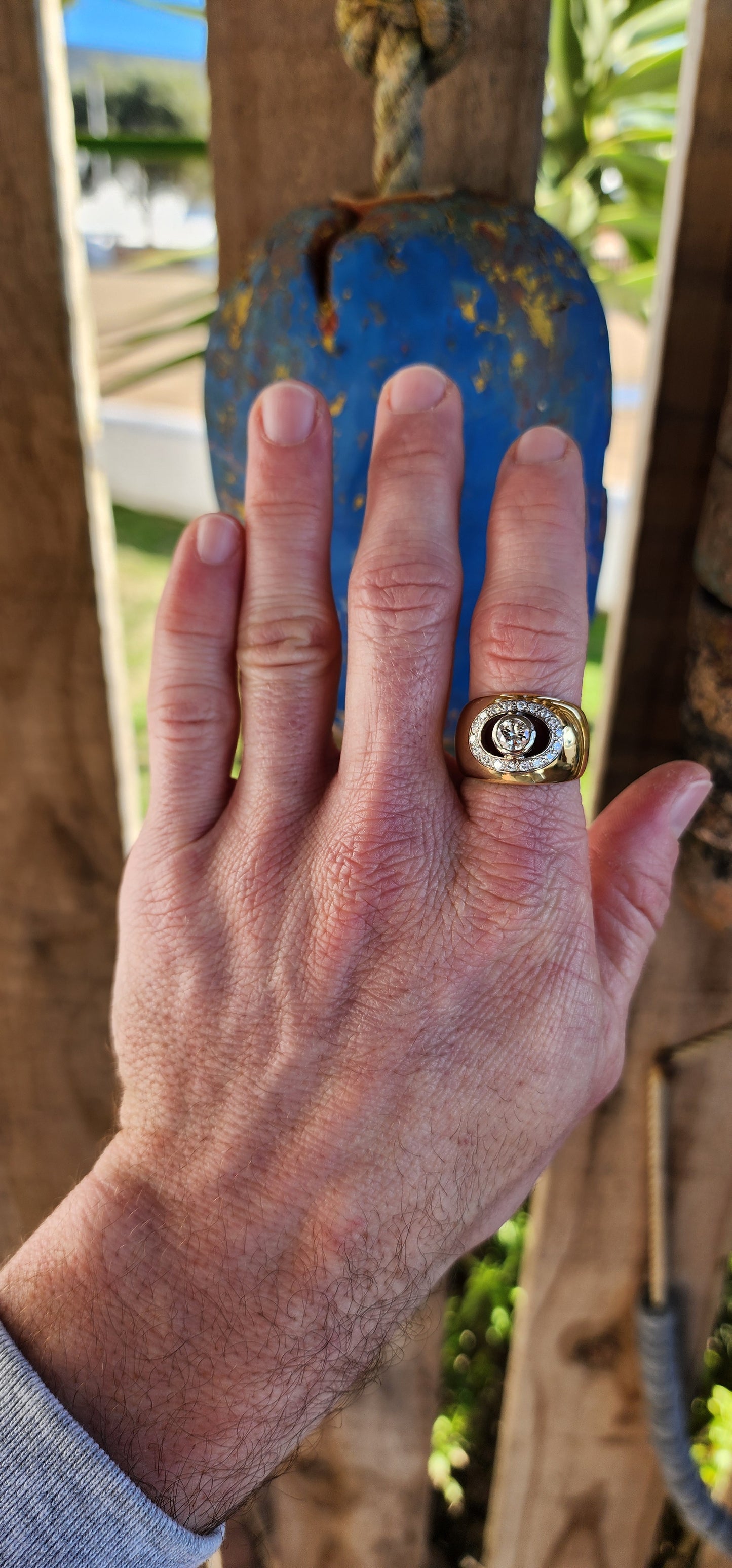 Step into the unapologetic glamour of the 1980s with this showstopping super chunky domed cocktail ring, a powerful statement piece crafted in a lavish fusion of solid 18ct yellow and white gold.