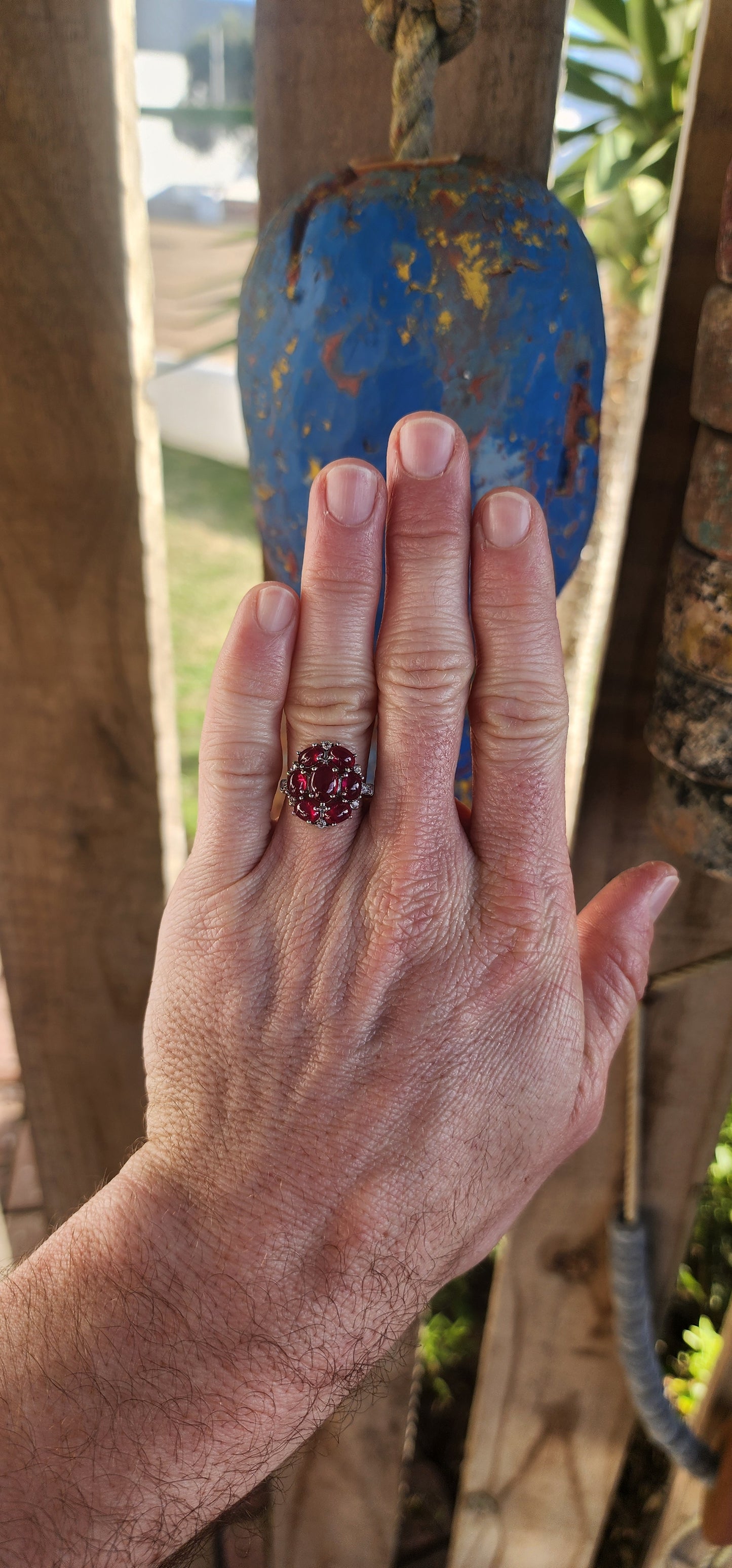 Crimson Constellation" Statement Ring.
Drenched in vivid glamour, this breathtaking sterling silver cluster ring is a celebration of deep red beauty.