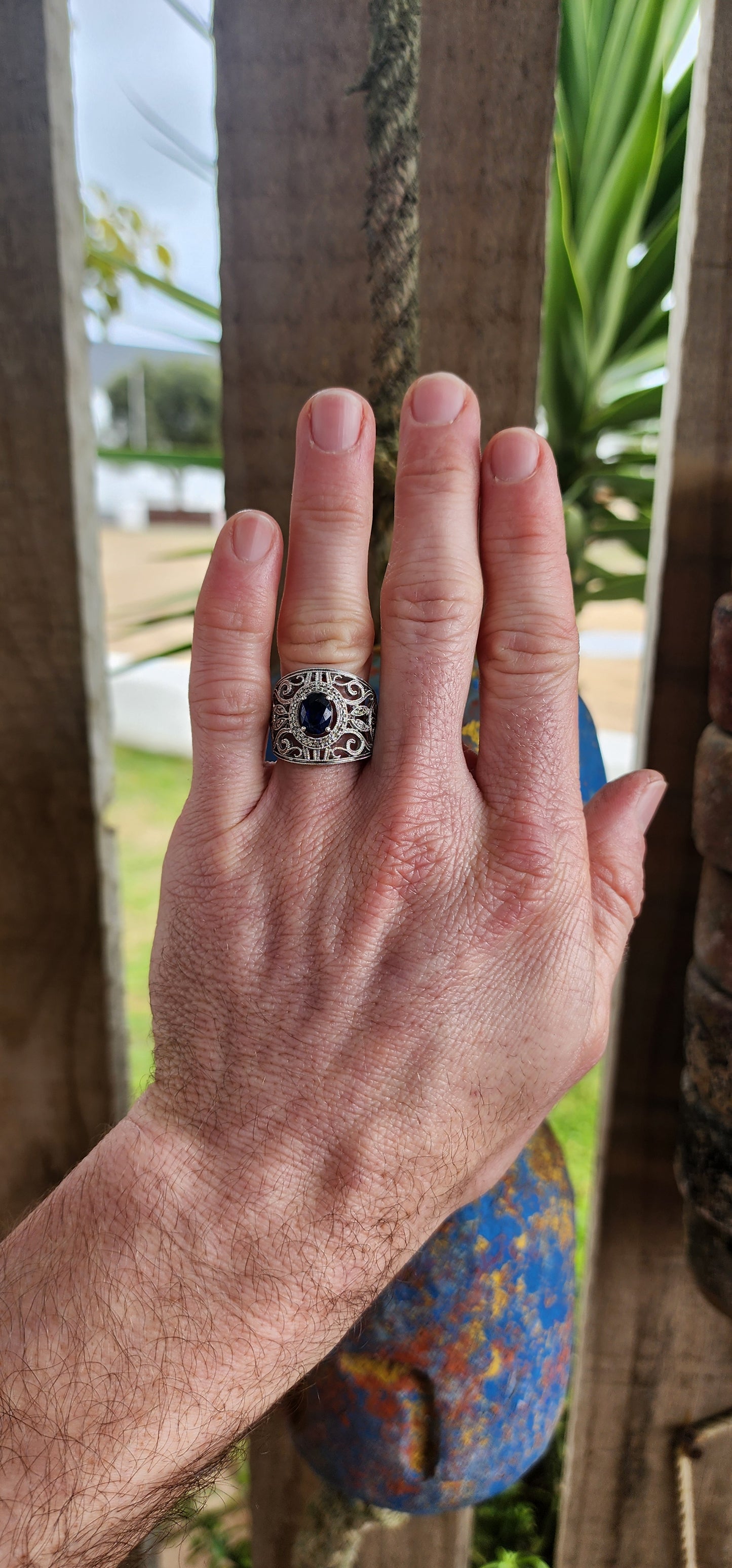 Chunky Sterling Silver Art Deco Revival & Edwardian Filigree Statement Ring.