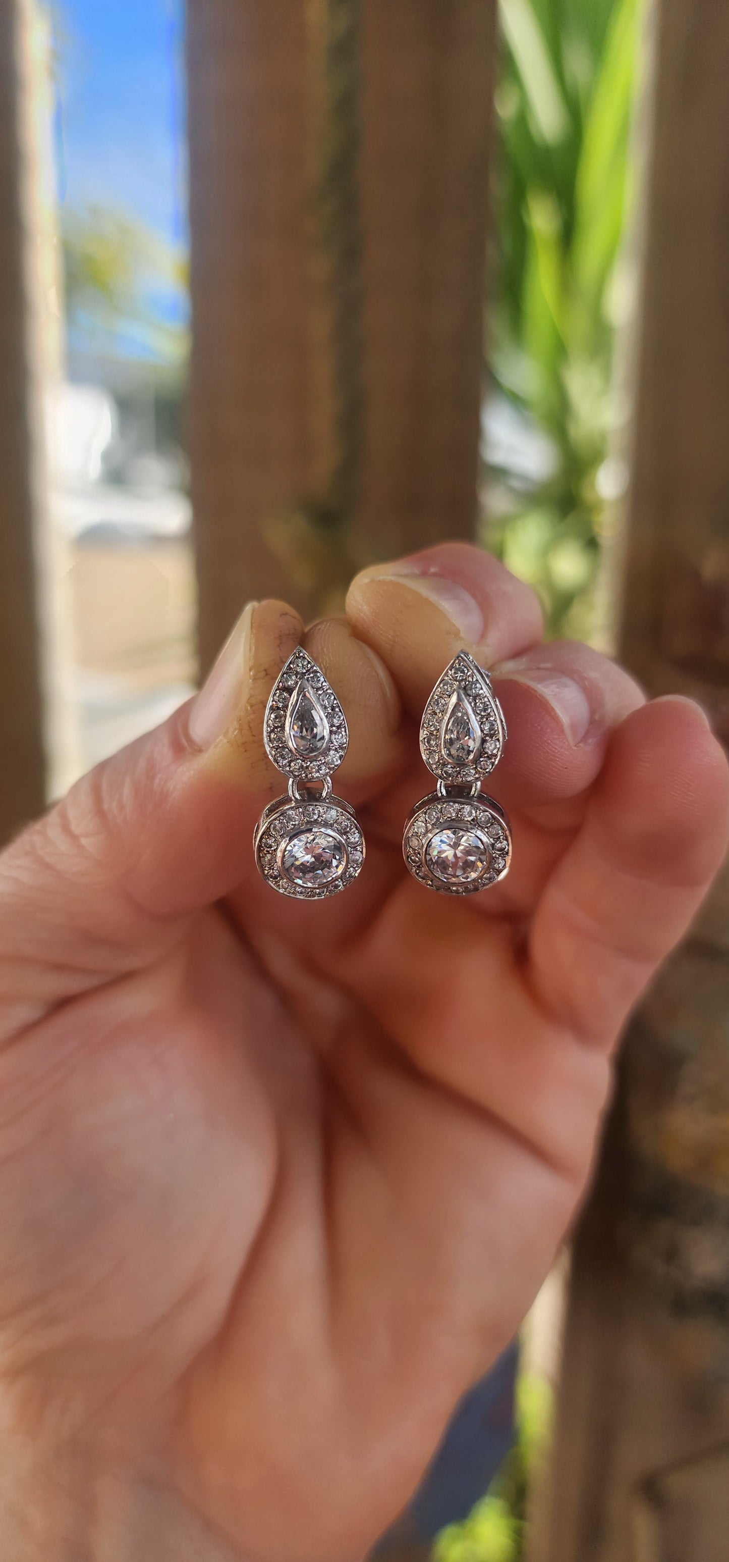 Classical Beauties – Sterling Silver Double Halo Drop Earrings.