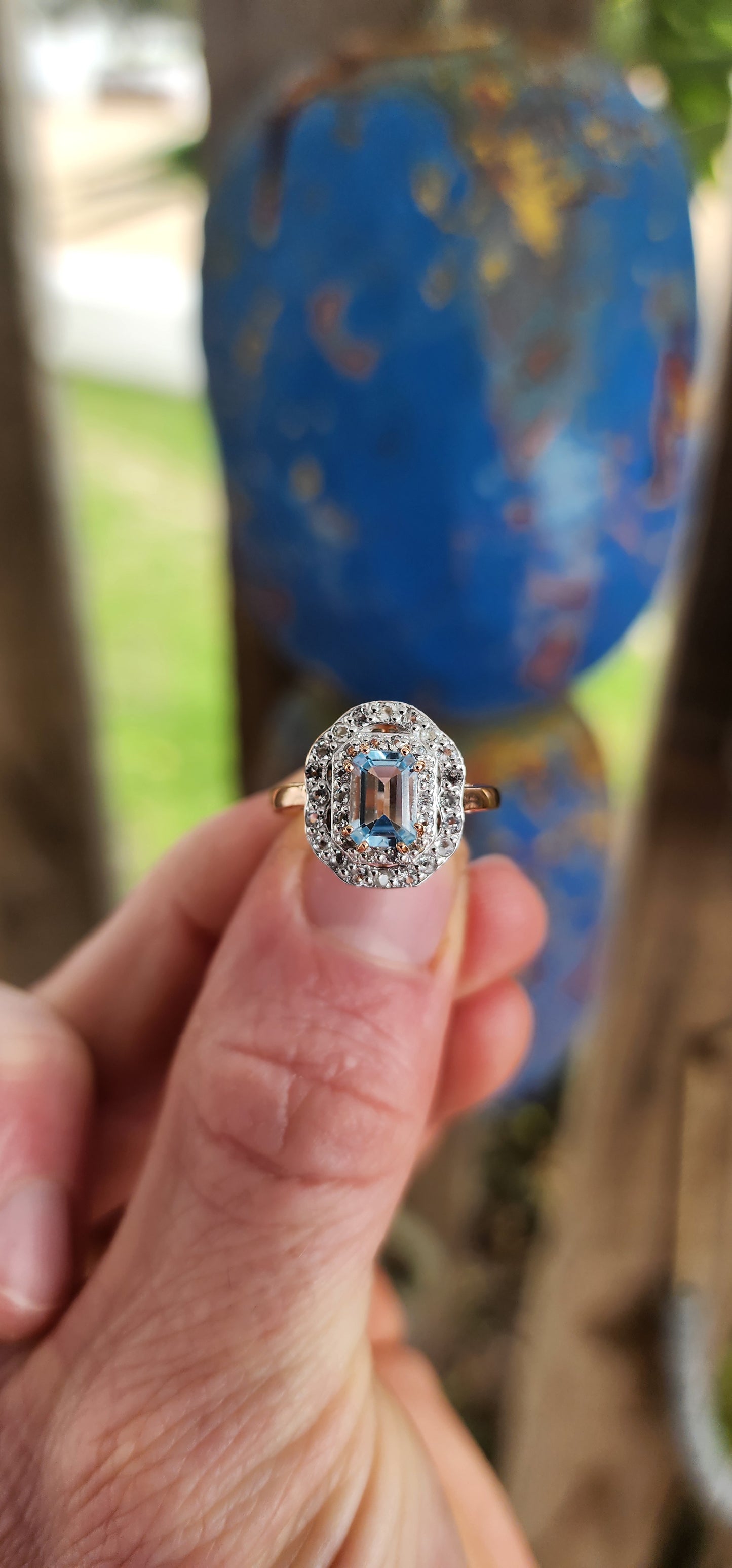 Magical matching set featuring both a halo-style ring and a coordinating pendant on an adjustable chain.