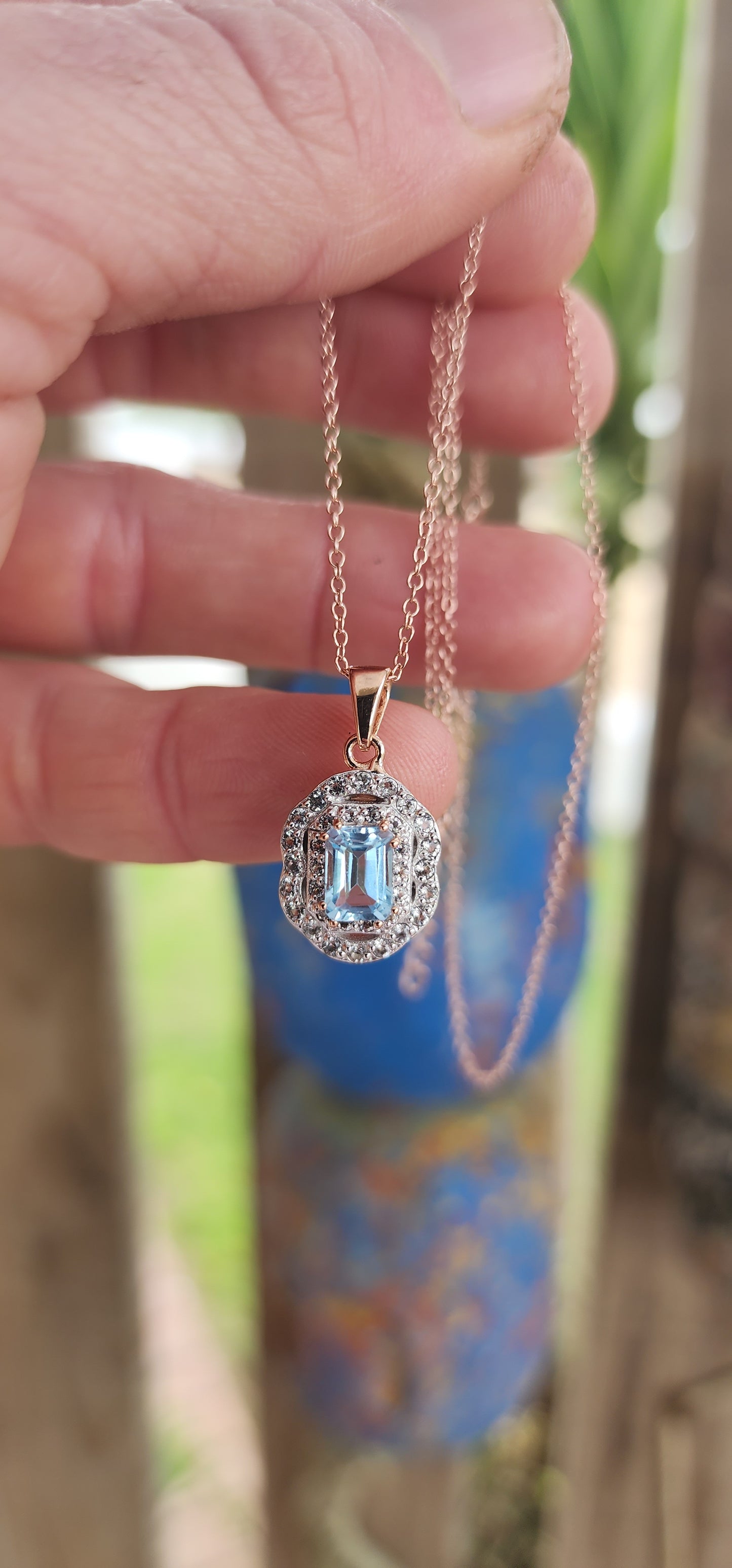 Magical matching set featuring both a halo-style ring and a coordinating pendant on an adjustable chain.