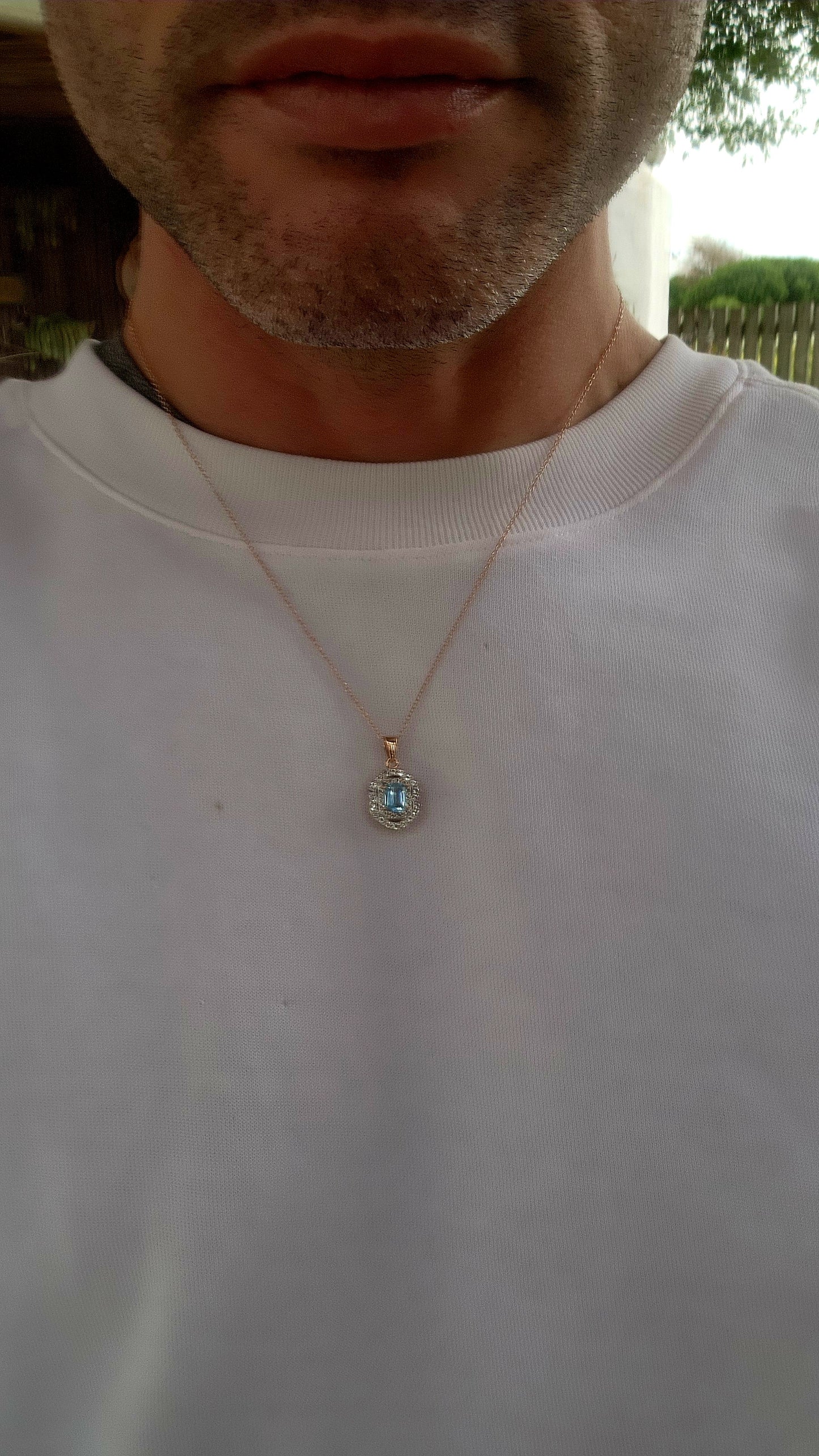 Magical matching set featuring both a halo-style ring and a coordinating pendant on an adjustable chain.