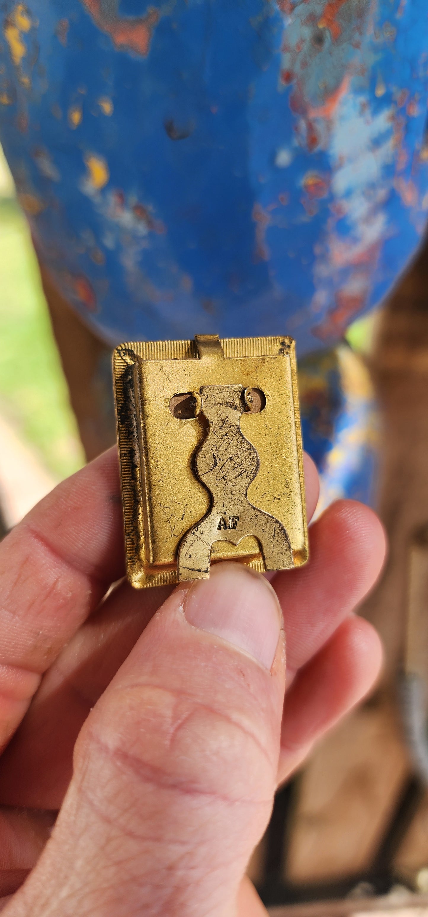 Antique Art Deco Brass & Enamel Miniature Picture Frame (c.1920s).