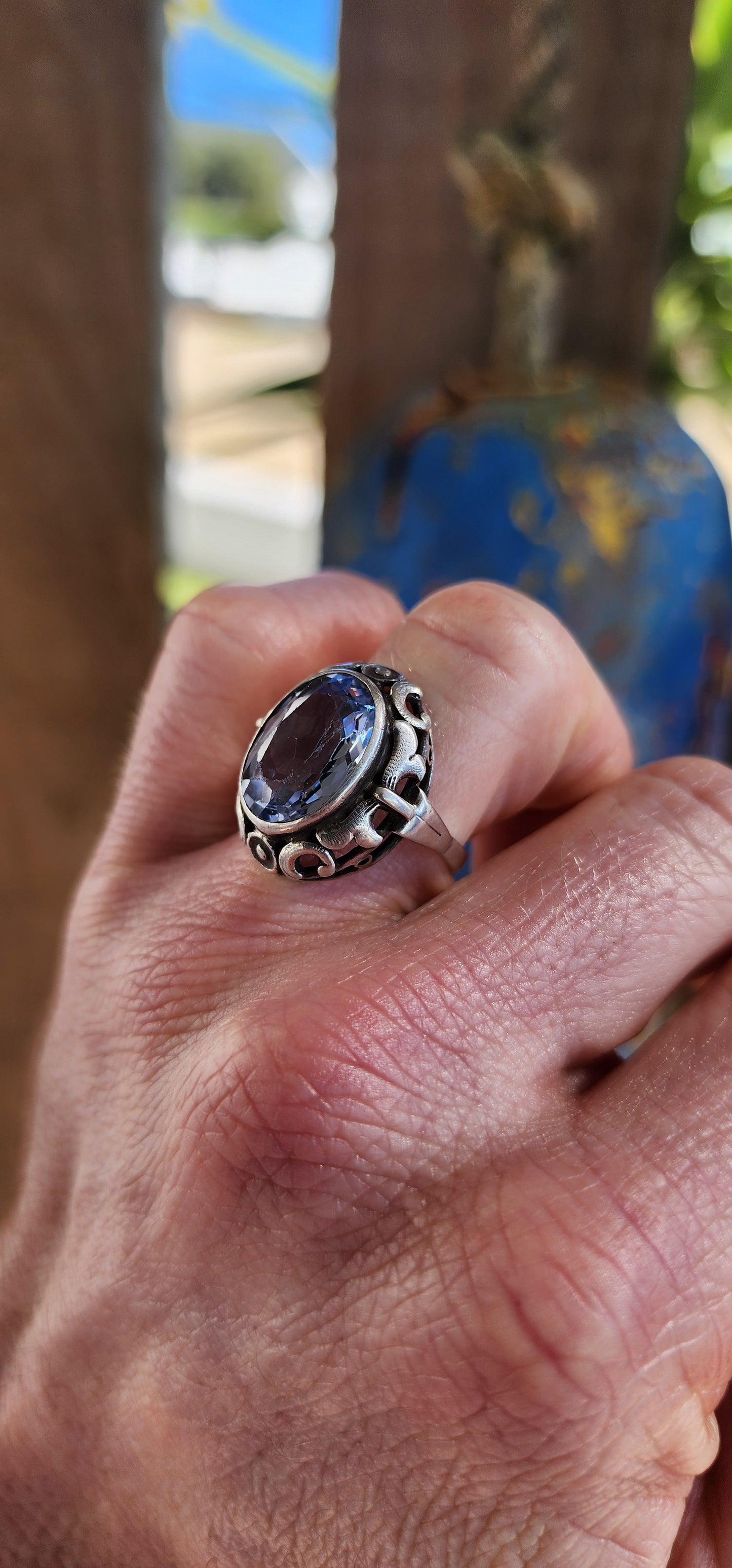 Highly sought after antique Arts & Crafts / Jugendstil-era cocktail ring.