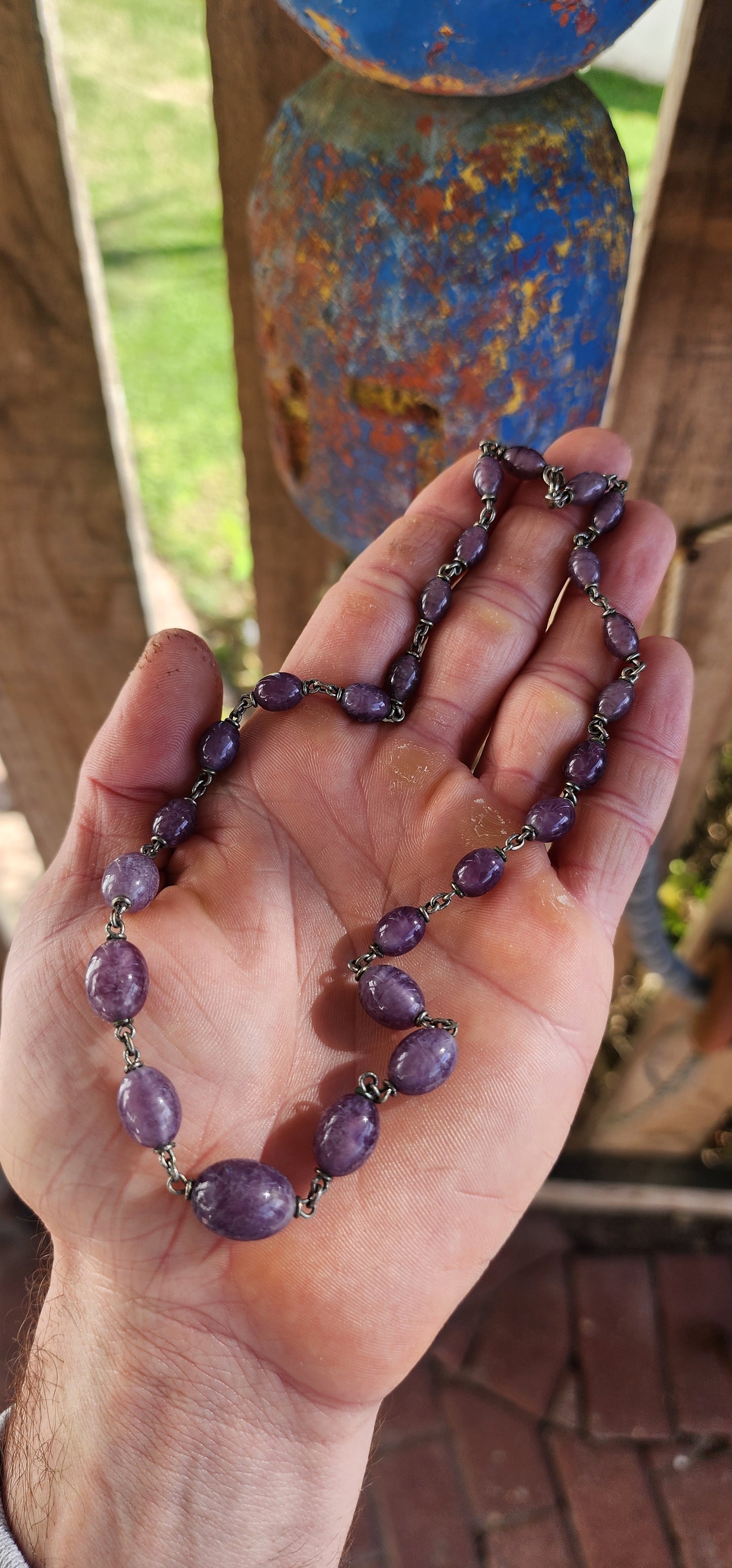 Art Deco Era 1930’s Czech Faux Amethyst Glass Beaded Necklace.