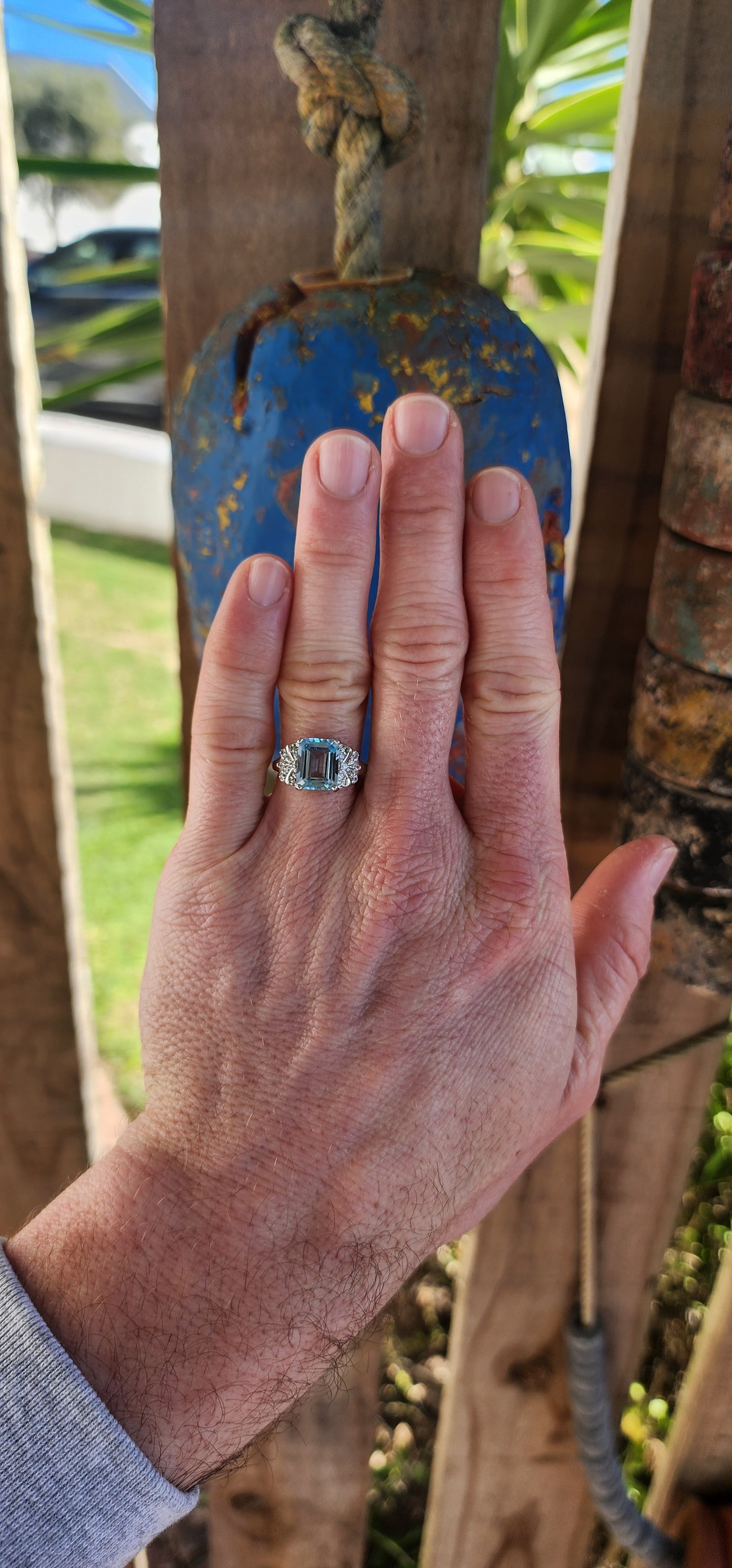 Art Deco Revival Sky Blue Topaz Dress Ring.