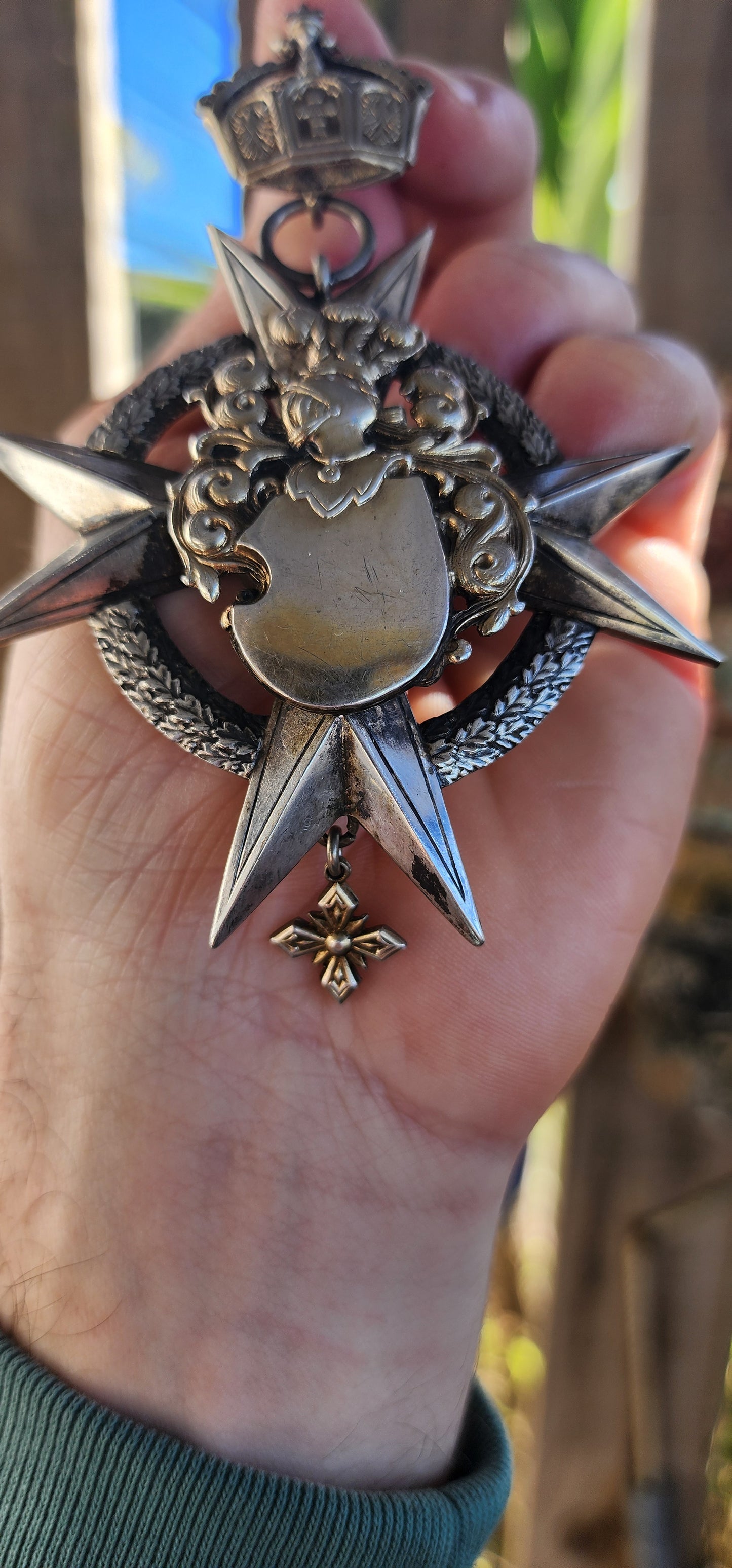 This magnificent oversized medal is an exceptional relic of German craftsmanship and tradition, forged in solid 800 silver and dated 1914.