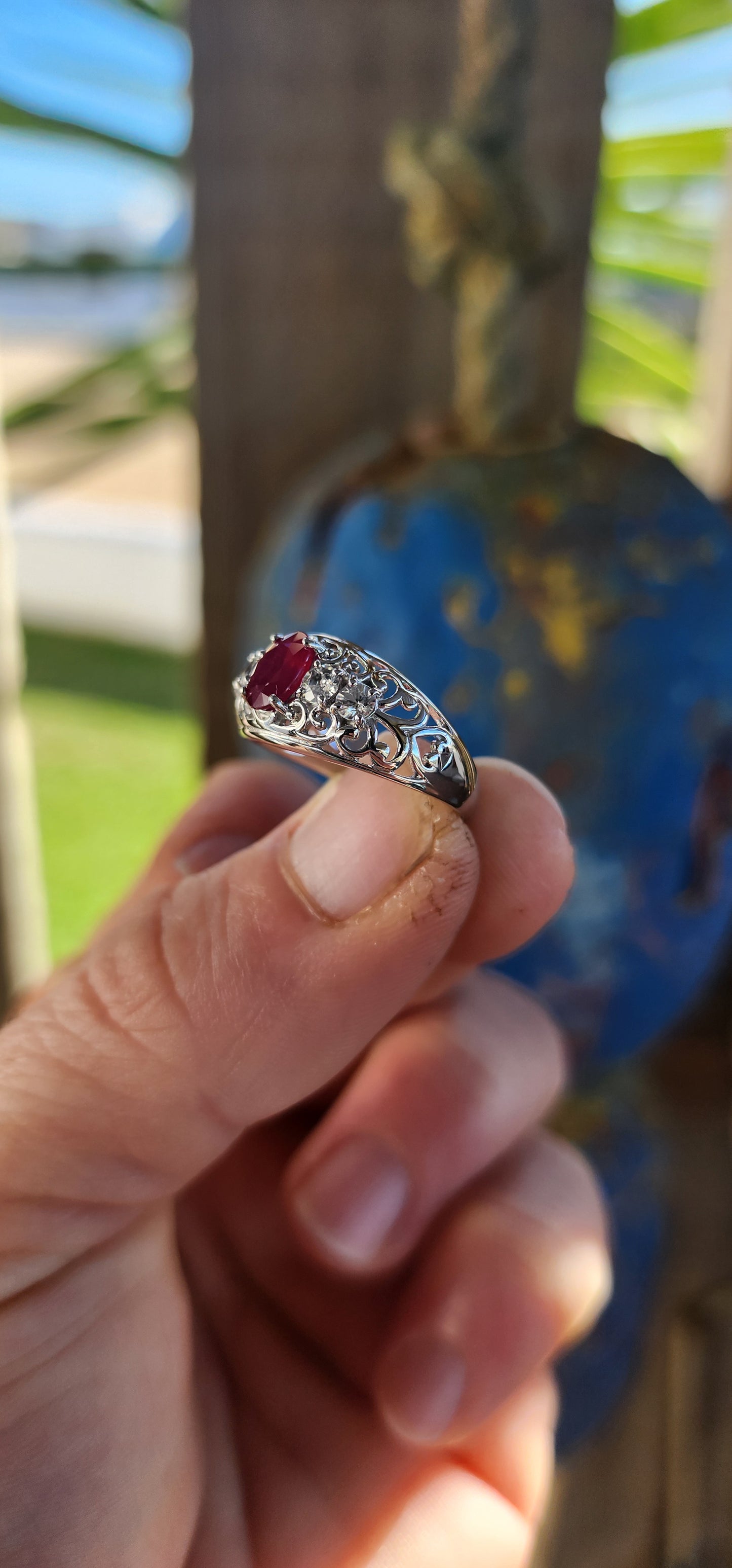 A Crimson Serenade of Edwardian Revival Elegance.
